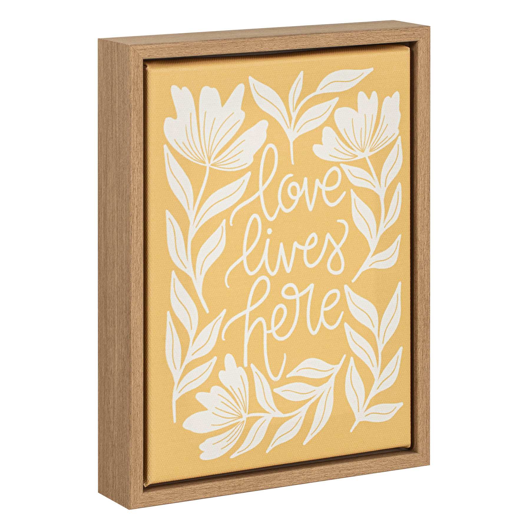 Yellow Love Framed Canvas Table Art, 6x8