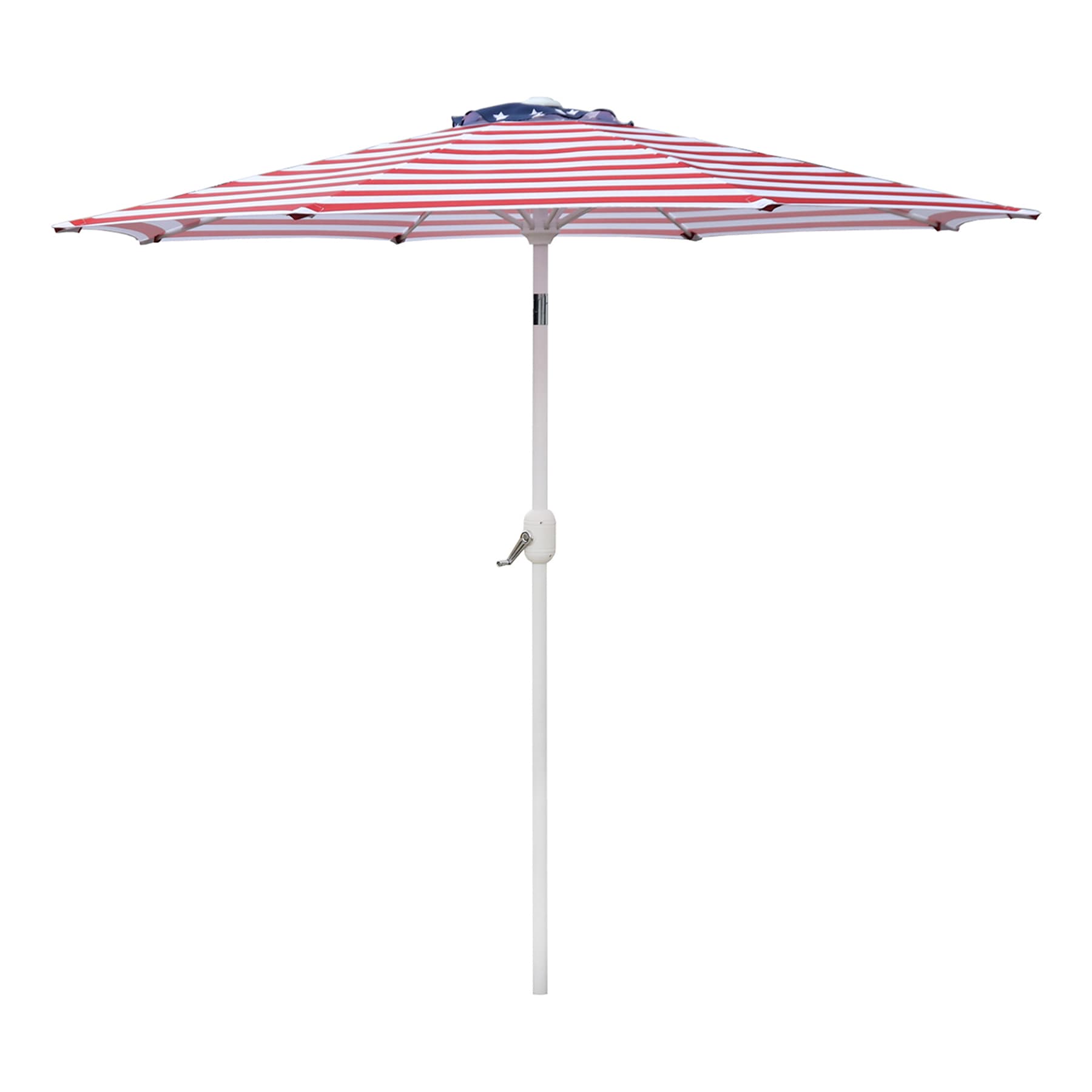 Stars & Stripes Flag Crank & Tilt Round Patio Umbrella, 7.5' & Base 2-Piece Set