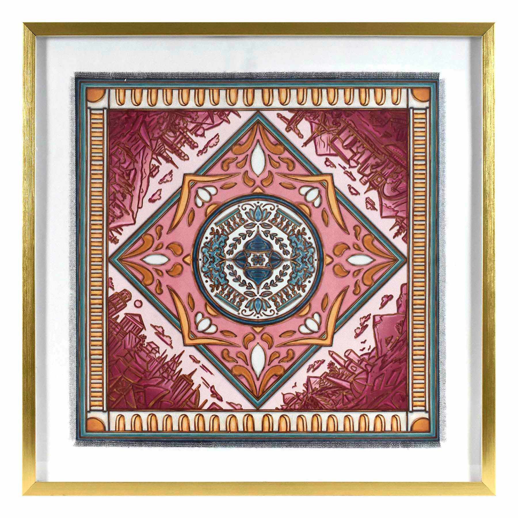 SCADpro Glass Framed Travelers Scarf Print Wall Art, 25"