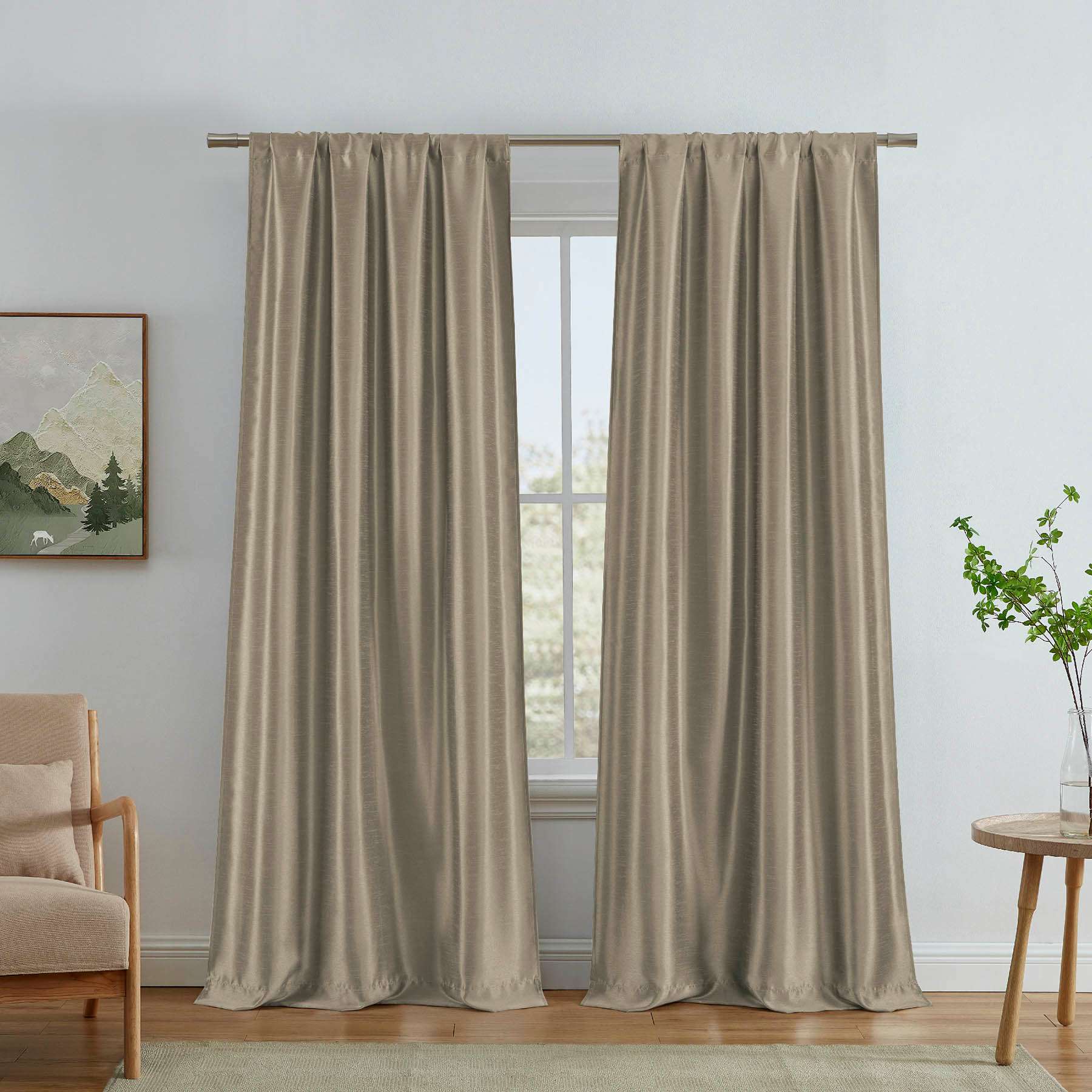 Jordana Taupe Thermal Weave Room Darkening Curtain Panel, 84"
