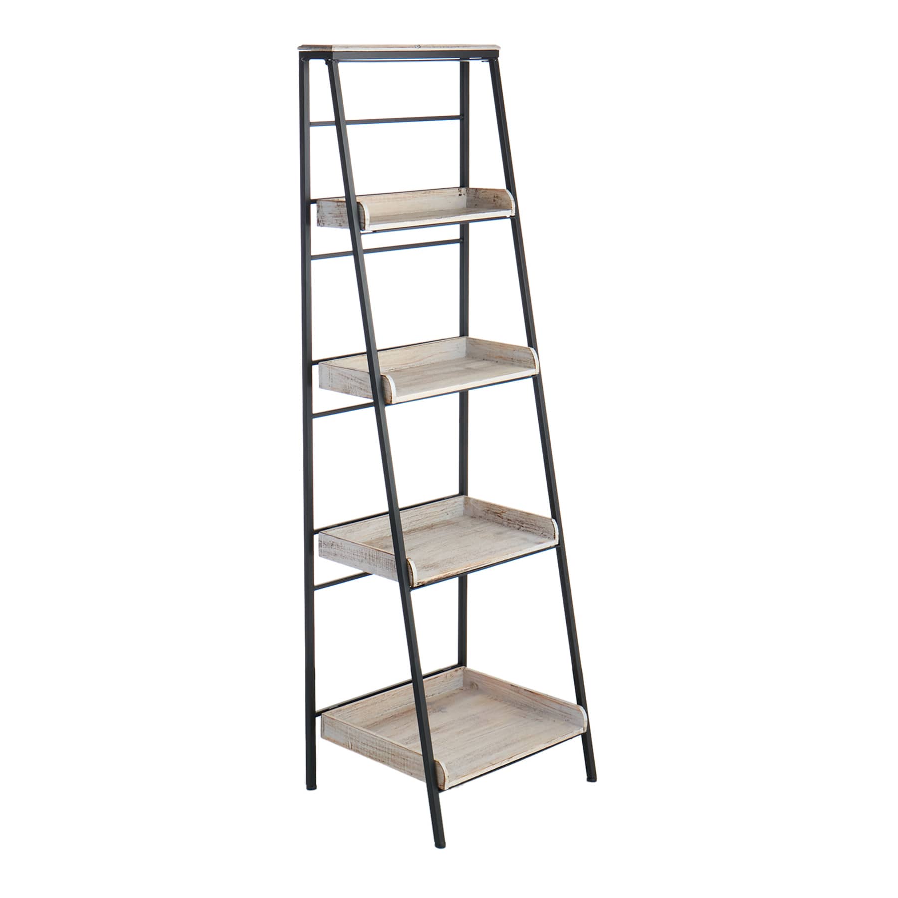 Black Metal Folding Rack with Wood Tray Layer
