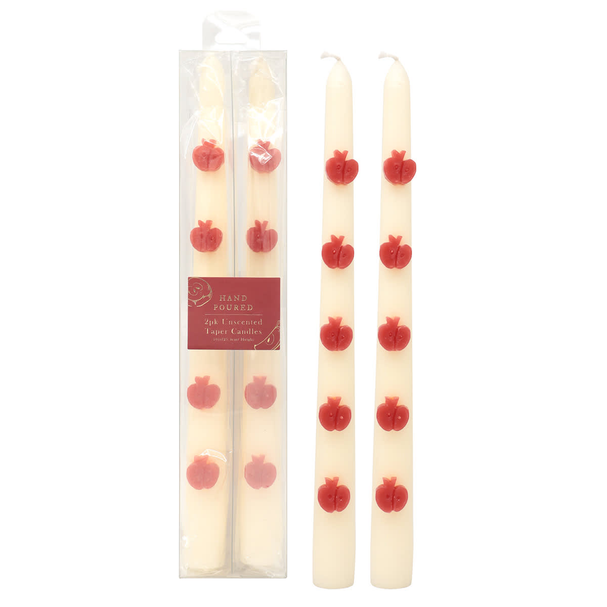 2-Pack Embossed Apple Taper Candles, 10"