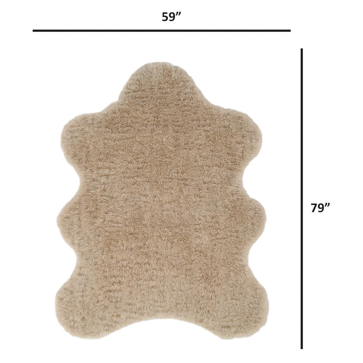 (C206) Found & Fable Neutral Curly Faux Fur Area Rug, 5x7
