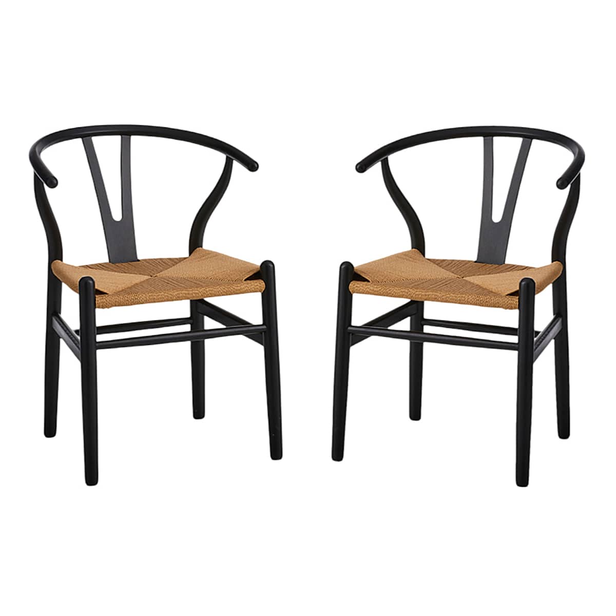 Found & Fable Set of 2 Denise Wishbone Dining Chairs, Black