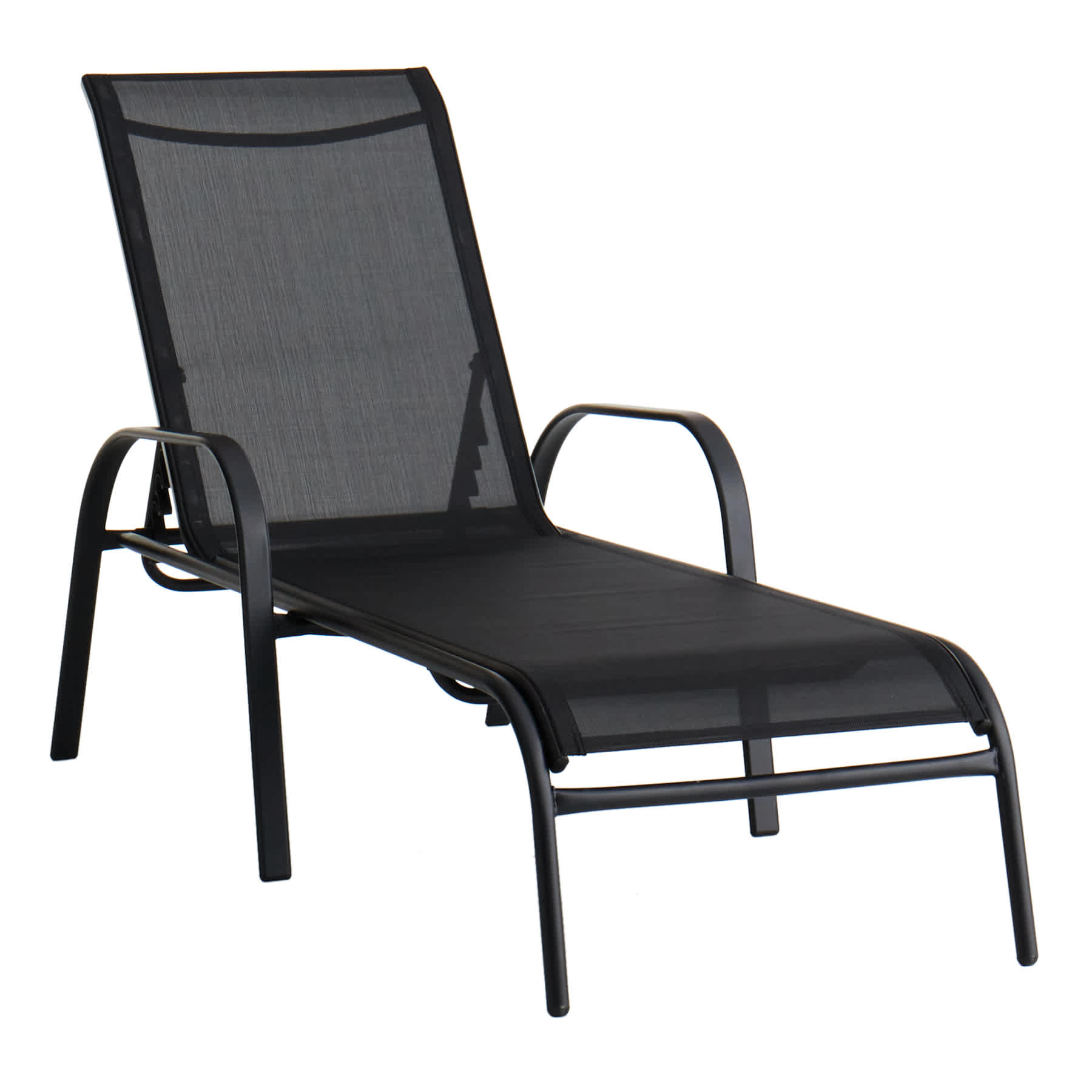 Stackable Sling Patio Chaise Lounge Chair, Black
