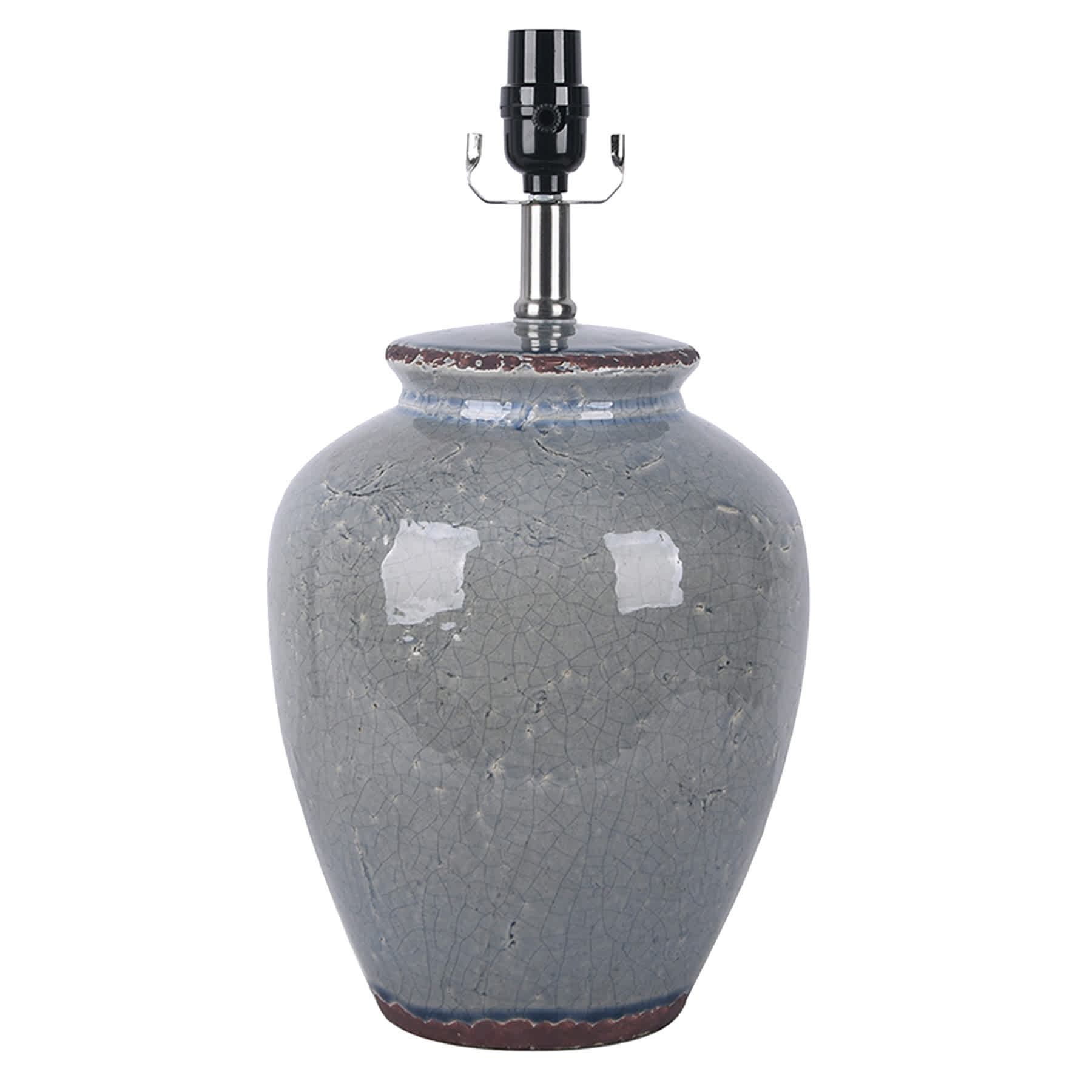 Honeybloom Blue Crackle Ceramic Small Lamp Base, 16.5"