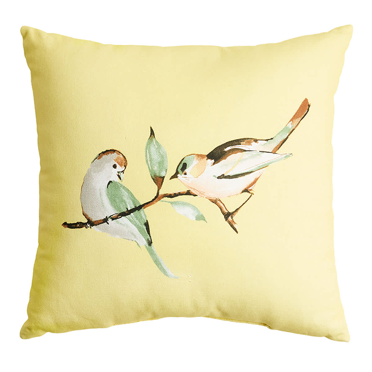 Honeybloom Yellow Birds Square Outdoor Throw Pillow, 16"