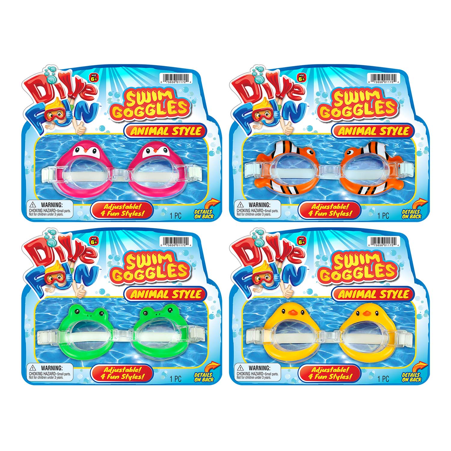 Dive Fun Animal Style Goggles, Assorted Styles
