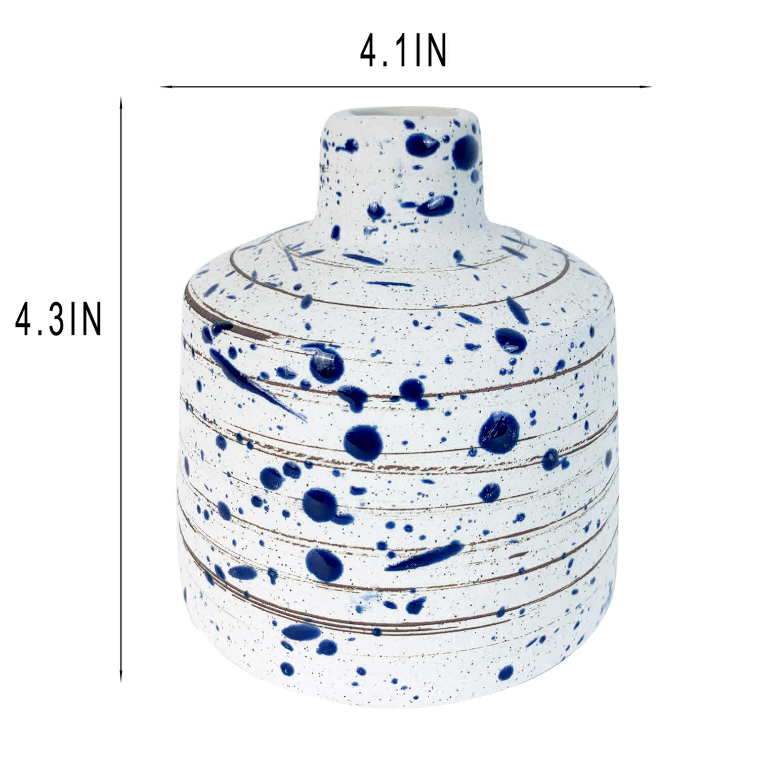 Ty Pennington Blue Speckled Ceramic Vase, 4"
