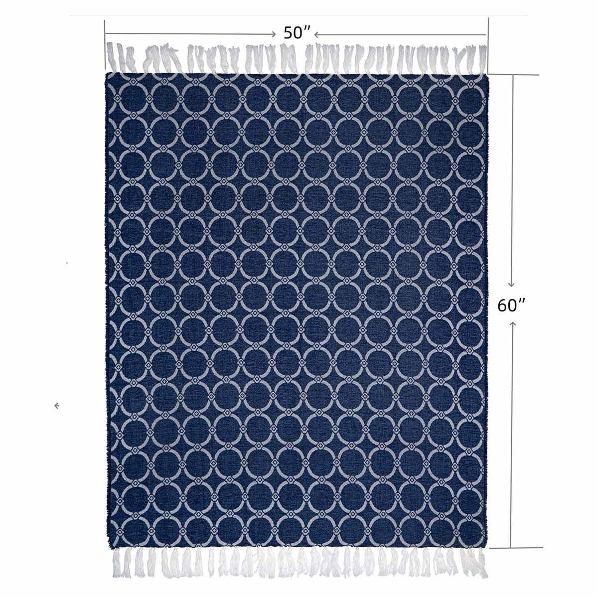 Providence Blue Link Trellis Woven Throw Blanket, 50x60
