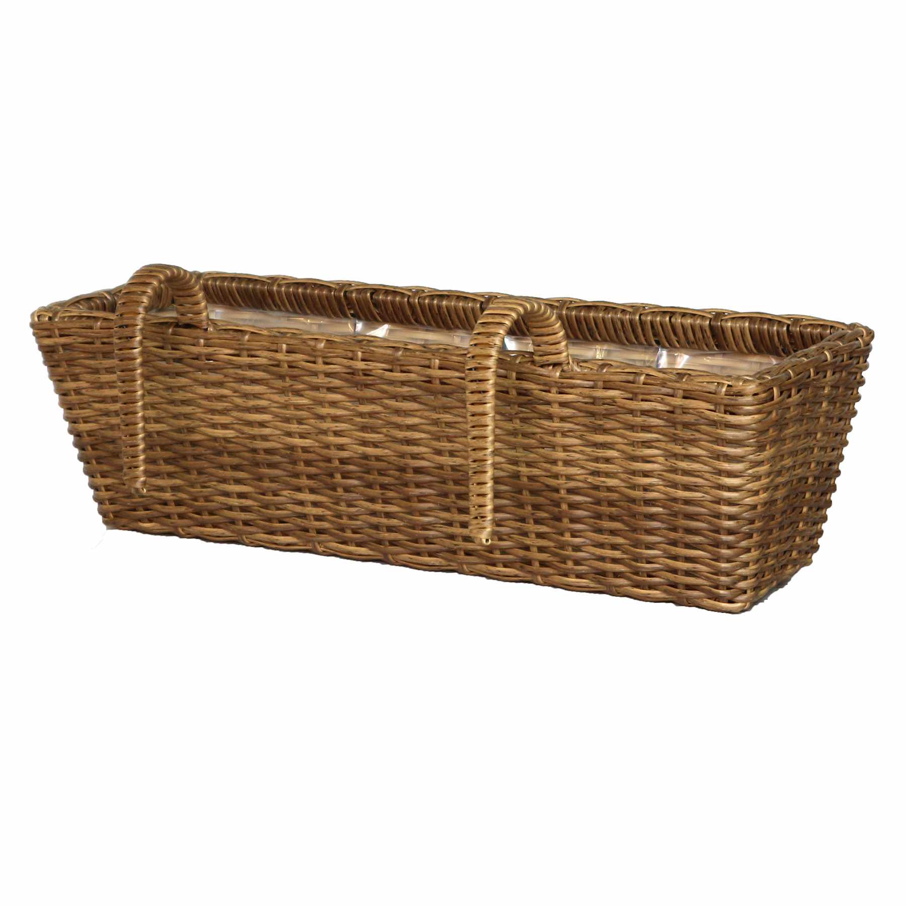 Polyrattan Outdoor Hanging Basket with Liner, Large