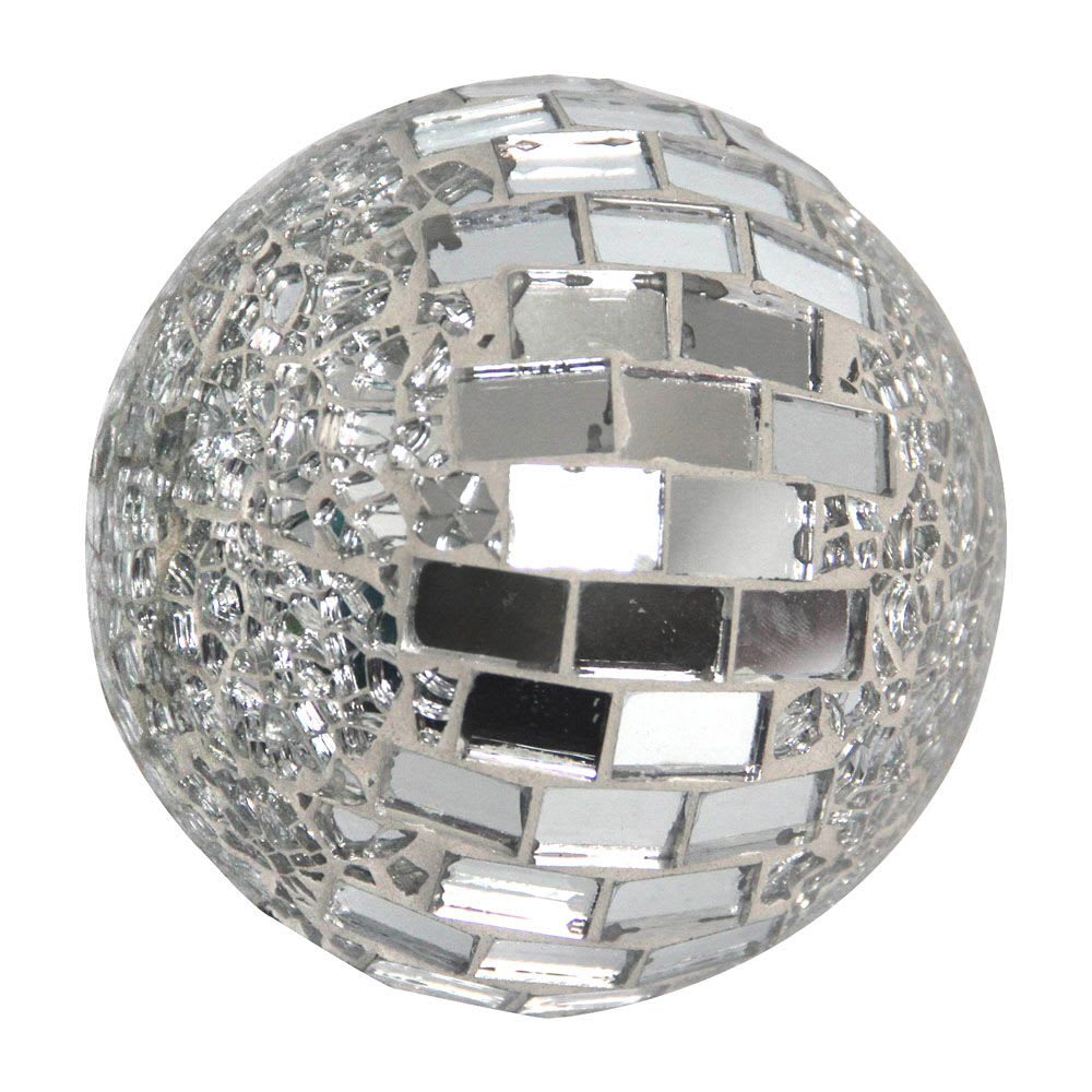 Tile & Crackled Mosaic Glass Sphere, 3"