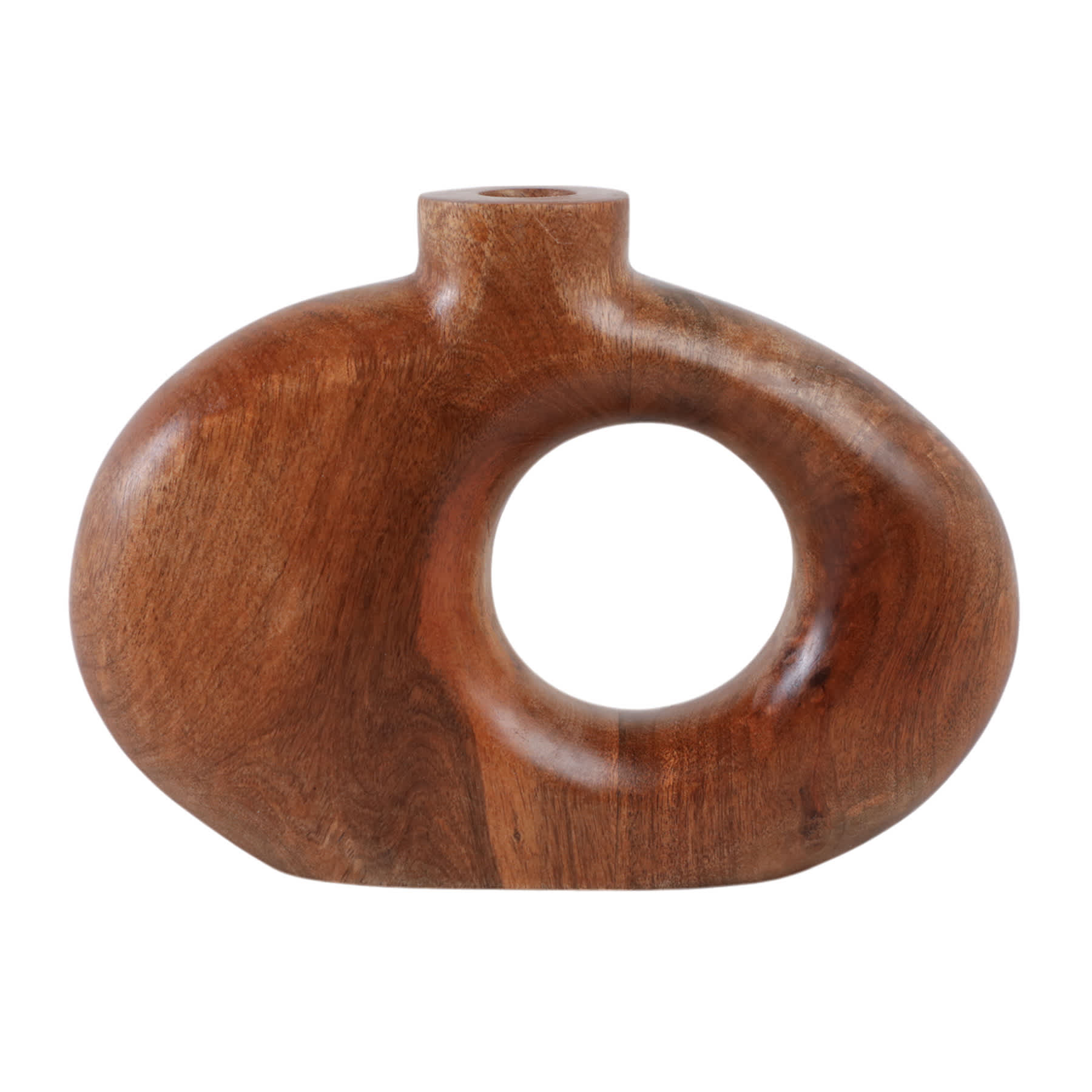 Natural Wood Cut-Out Vase, 10x7