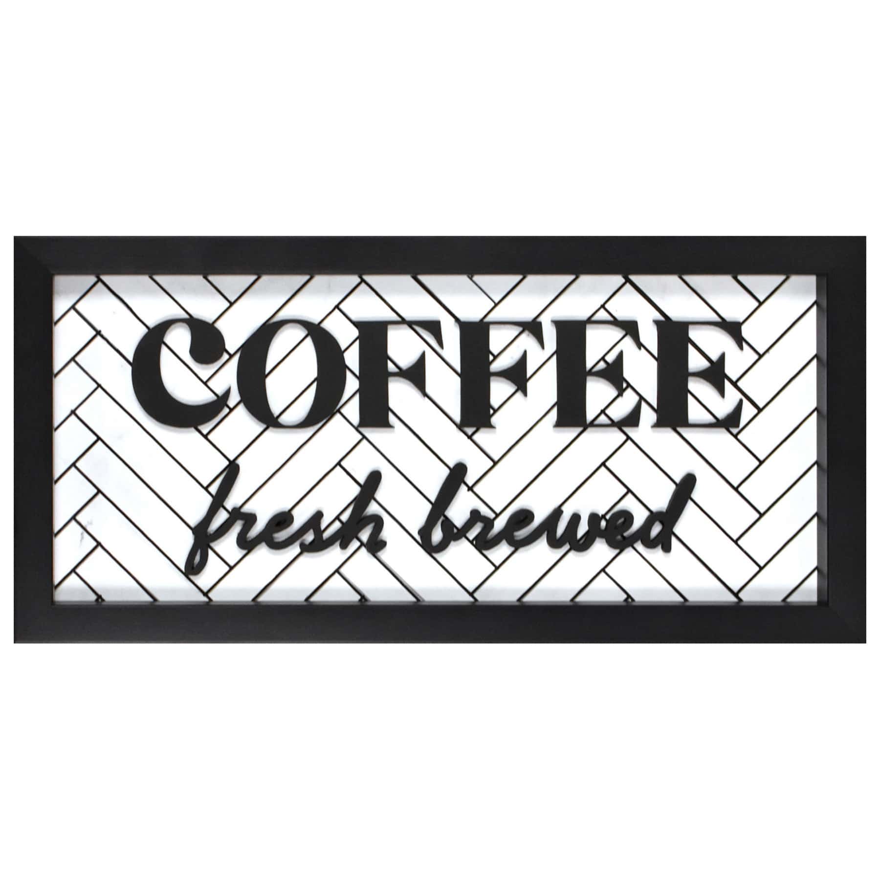 Coffee Fresh Brewed Framed Wall Decor, 18x8