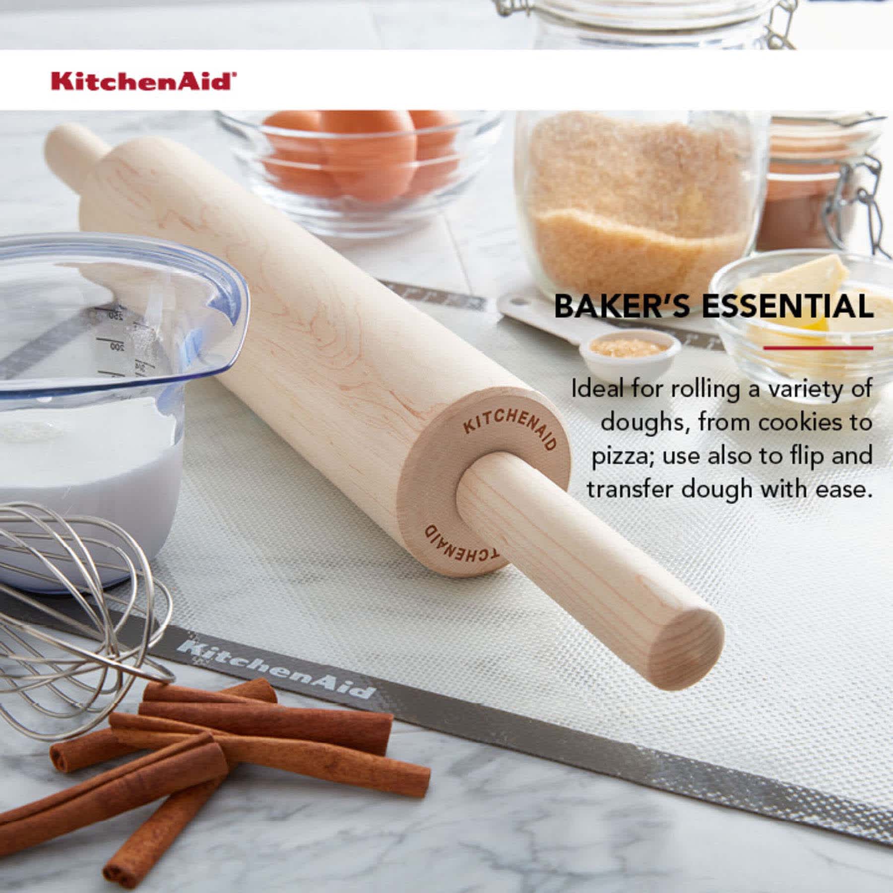 KitchenAid Maplewood Handled Rolling Pin