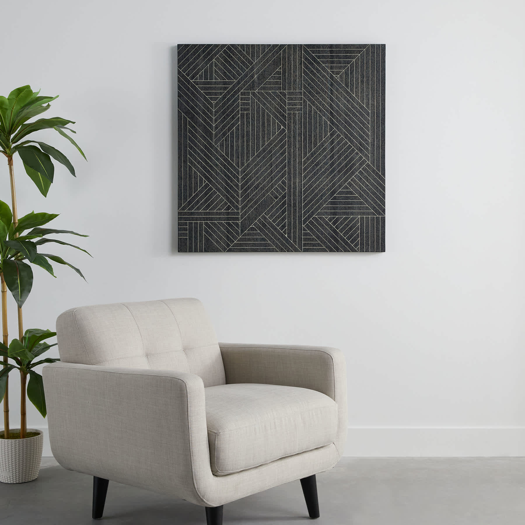 Crosby St. Black Abstract Wooden Wall Art, 39"