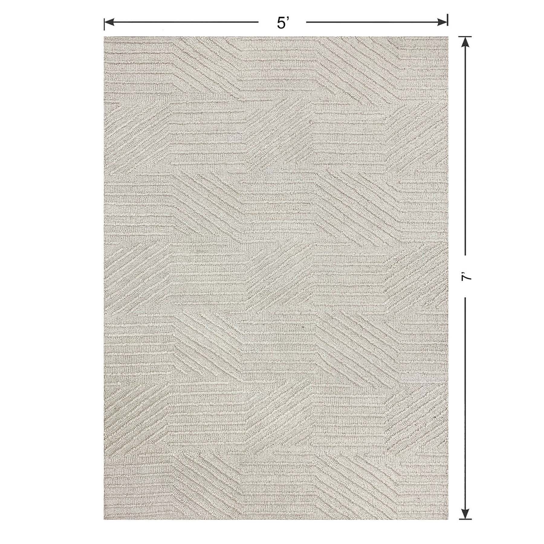 (A473) Found & Fable Dartmouth Ivory Tufted Area Rug, 5x7