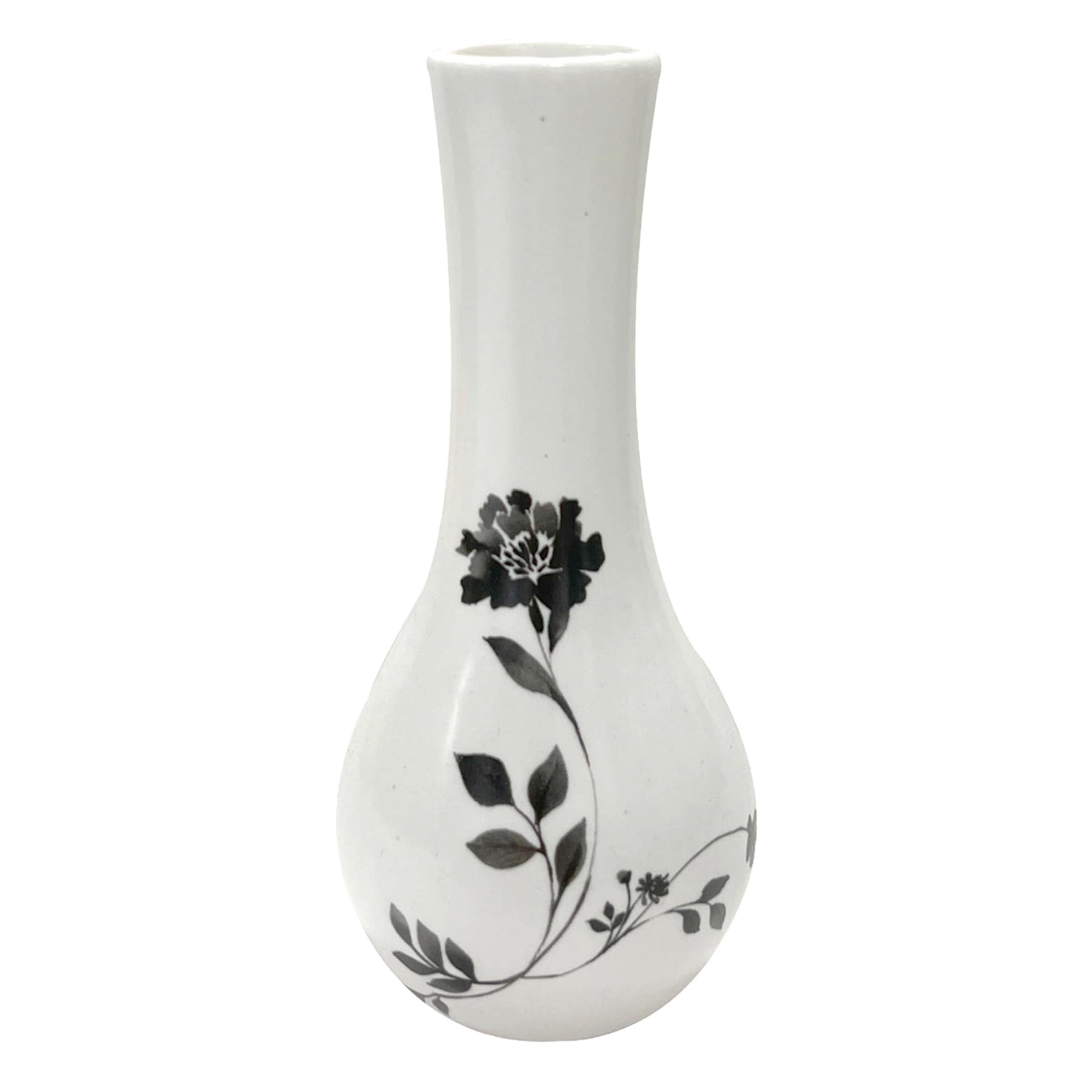 Providence White & Black Floral Ceramic Vase, 6"