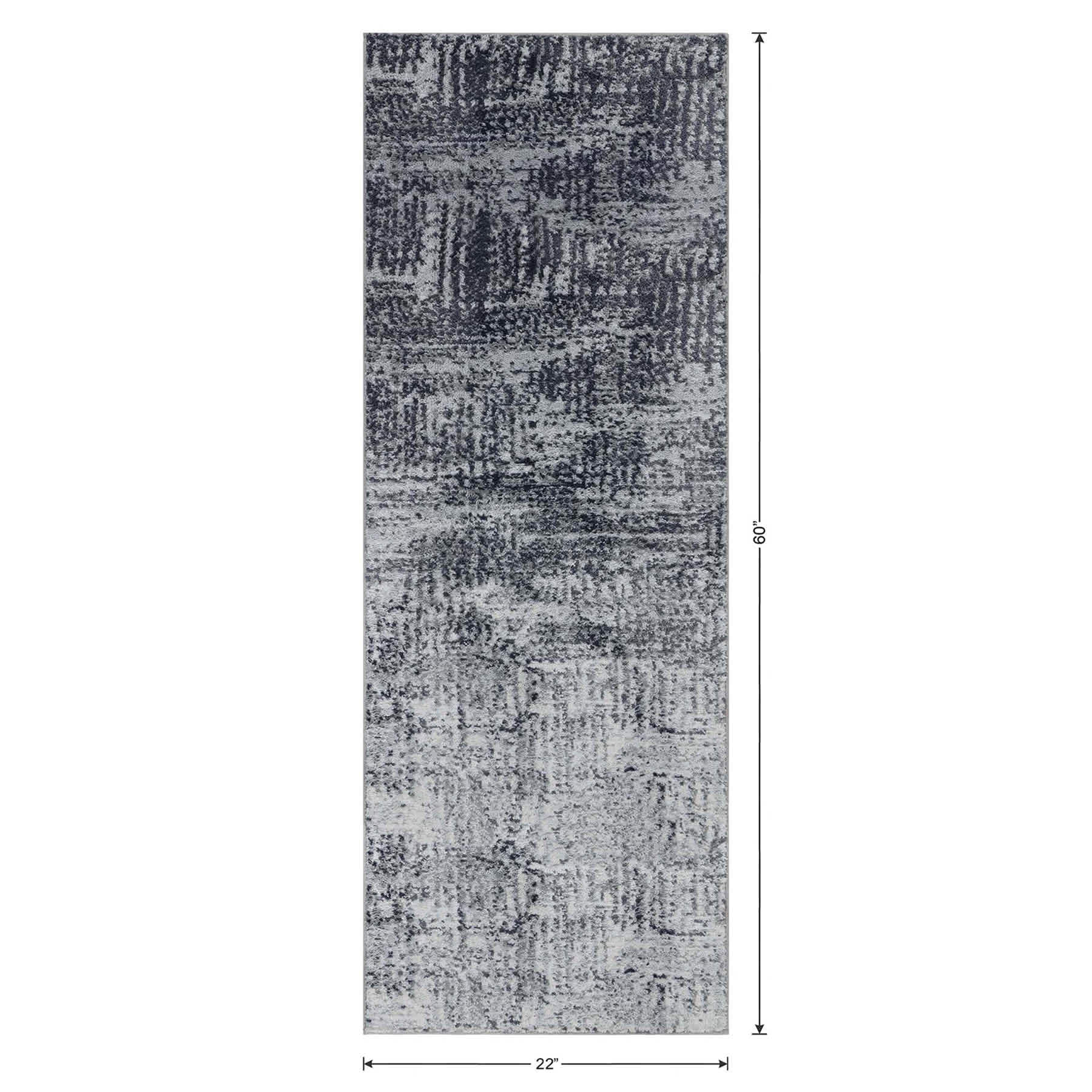 Grey Abstract Washable Microfiber Tufted Runner, 2x5