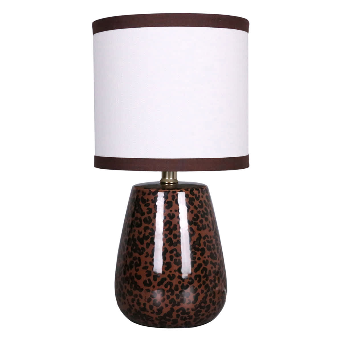 Cheetah Brown Mini Lamp with Trimmed Shade, 12.5"