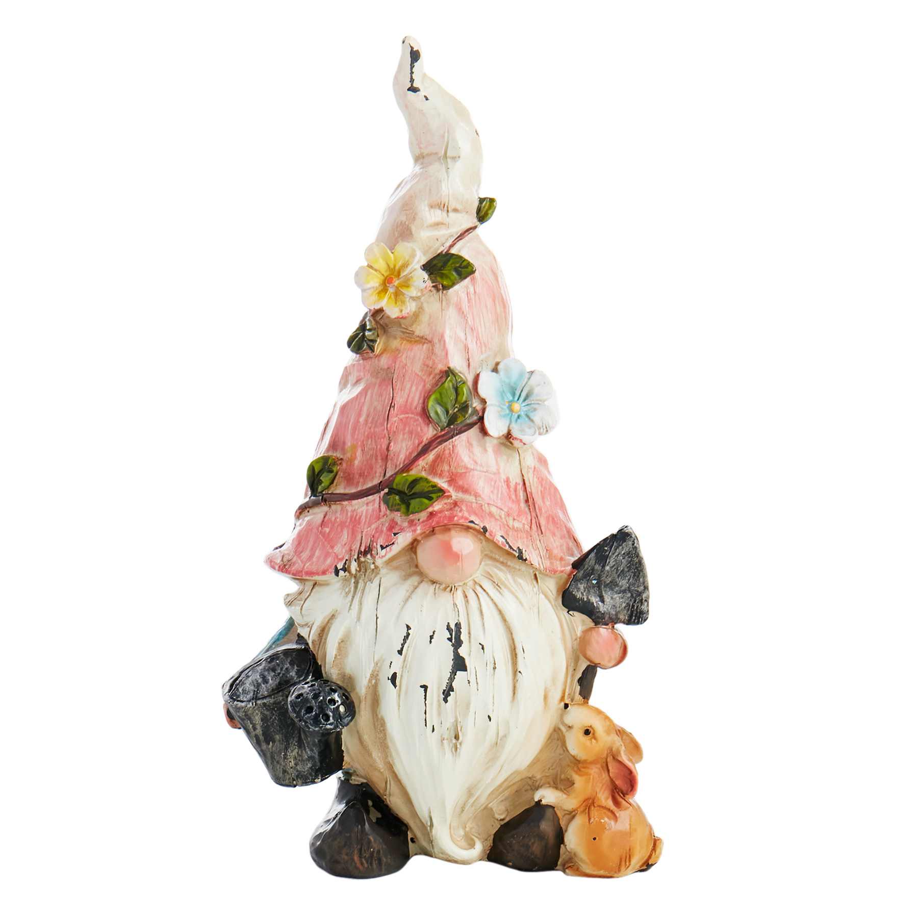 Orange Hat Gnome Outdoor Garden Statue, 9"