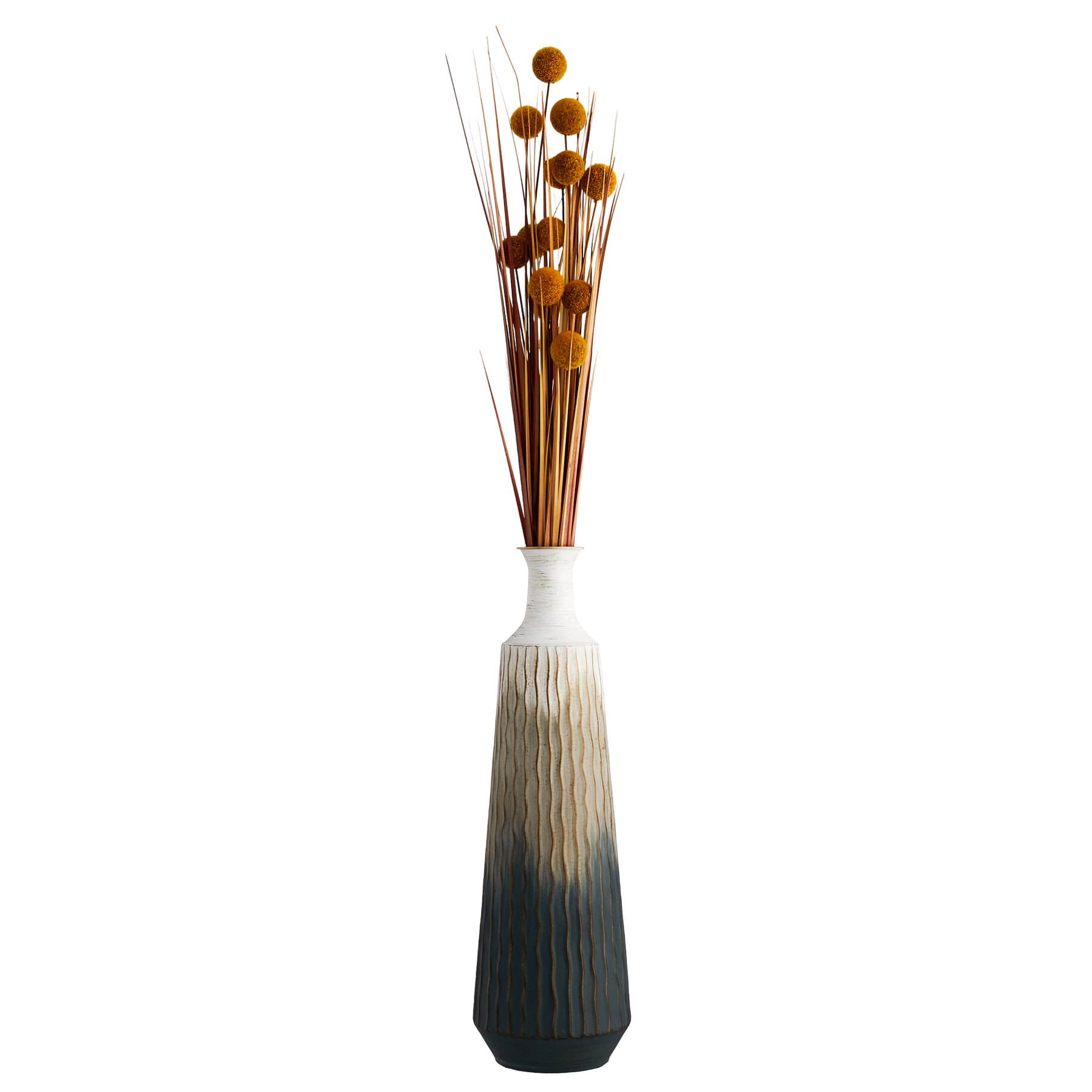 Grey Tribal Metal Vase, 27"