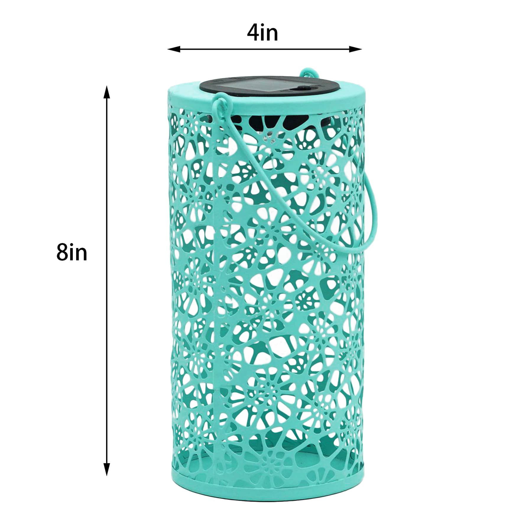Blue Metal Solar Outdoor Lantern, 8"
