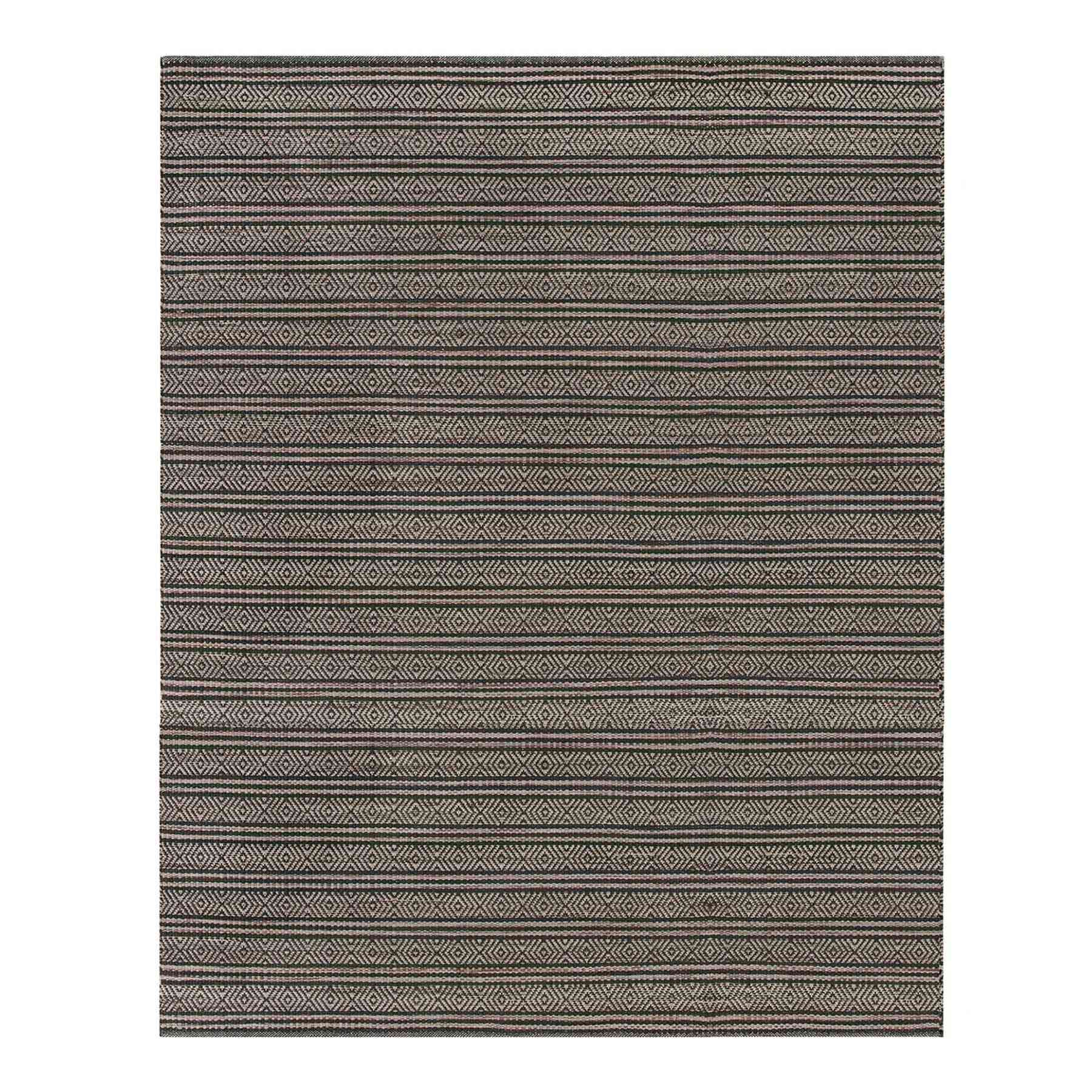 (B722) Honeybloom Kelly Charcoal Grey Flatweave Area Rug, 8x10