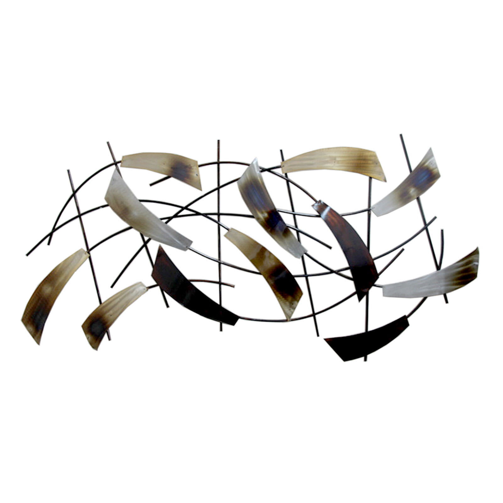 Metal Natural Cluster Feathers Wall Art, 43x21