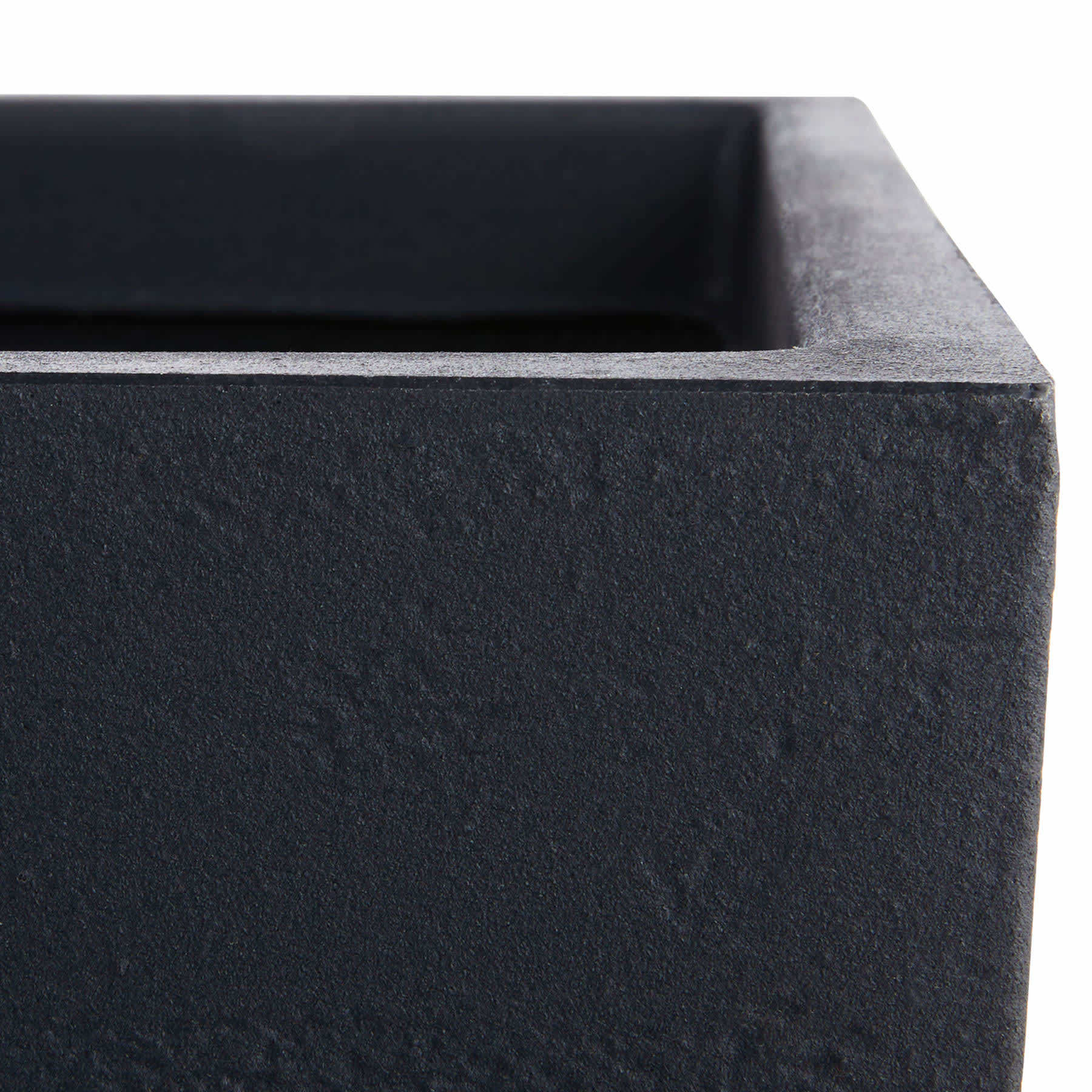 Japi All-Weather Black Lead Modern Square Outdoor Planter, Large