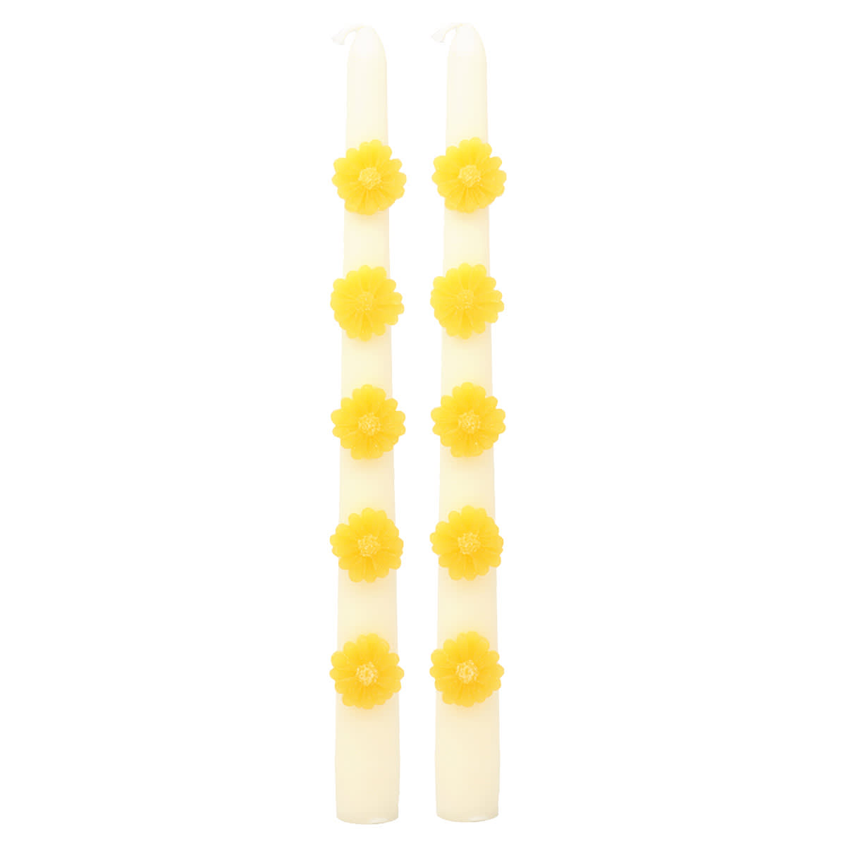 2-Pack Embossed Sunflower Taper Candles, 10"