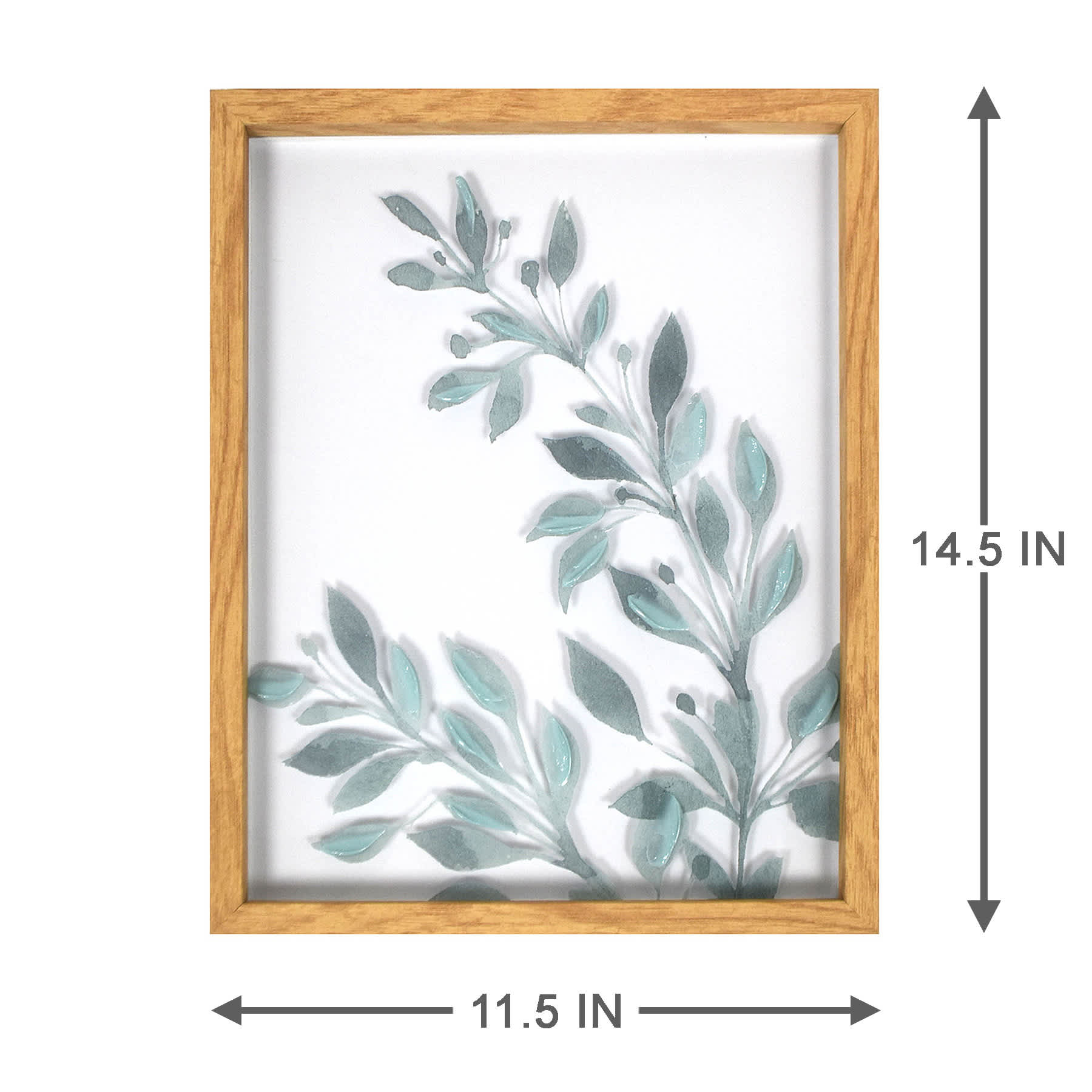 Honeybloom Glass Framed Botanical Leaves Wall Art, 11.5x14.5