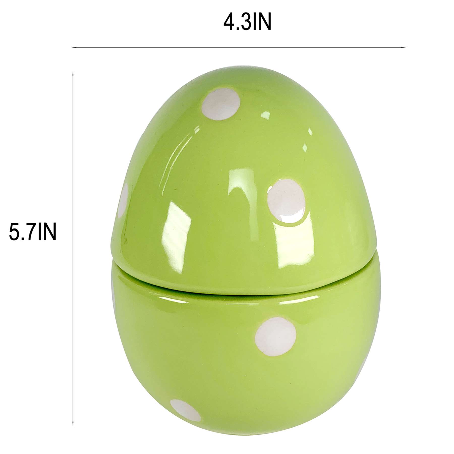 Homespun Easter Green & White Polka Dot Ceramic Egg Jar, 6"