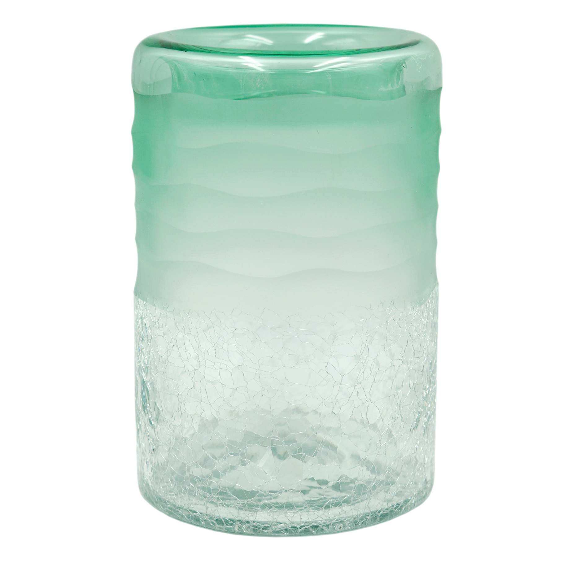 Ty Pennington Green Carved Recycled Glass Vase, 8"
