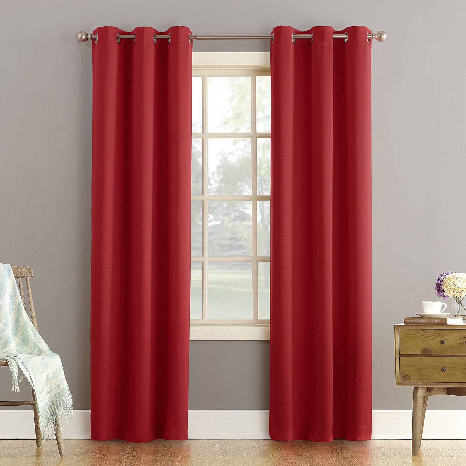 Talita Red Room Darkening Grommet Curtain Panel, 84"