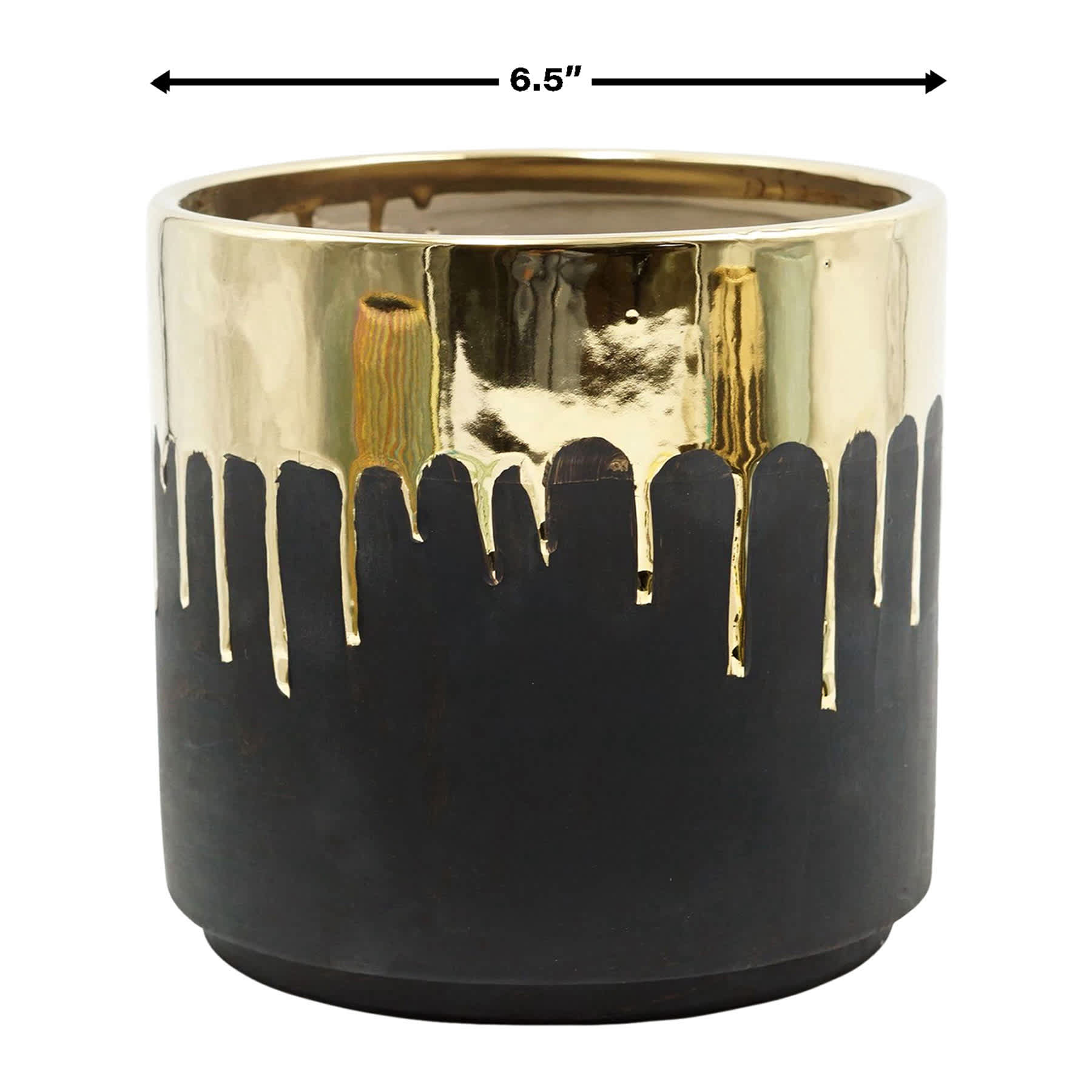 Crosby St. Indoor Gold Drip Black Planter, 6.5"
