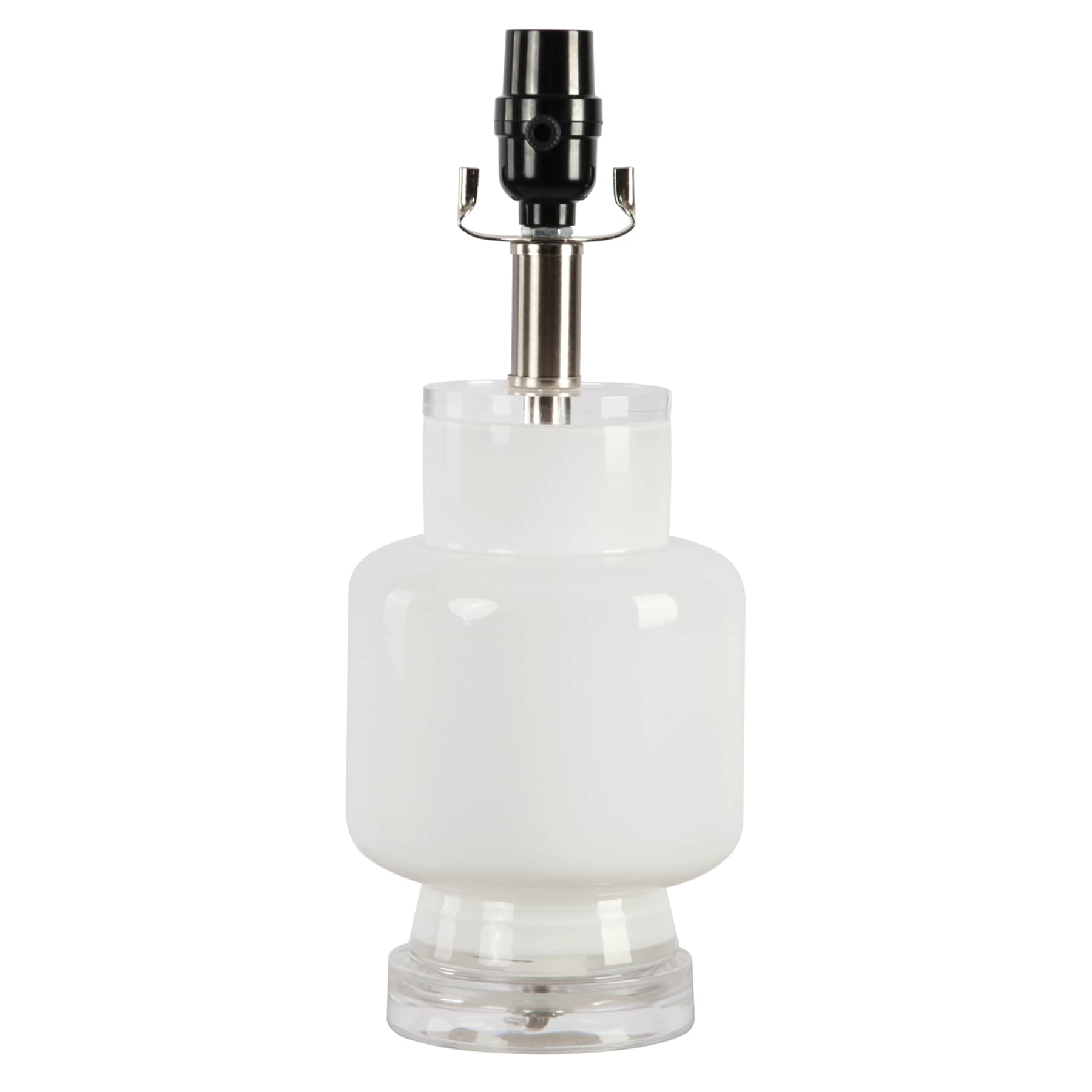 Laila Ali White Glass Modern Accent Lamp Base, 14"