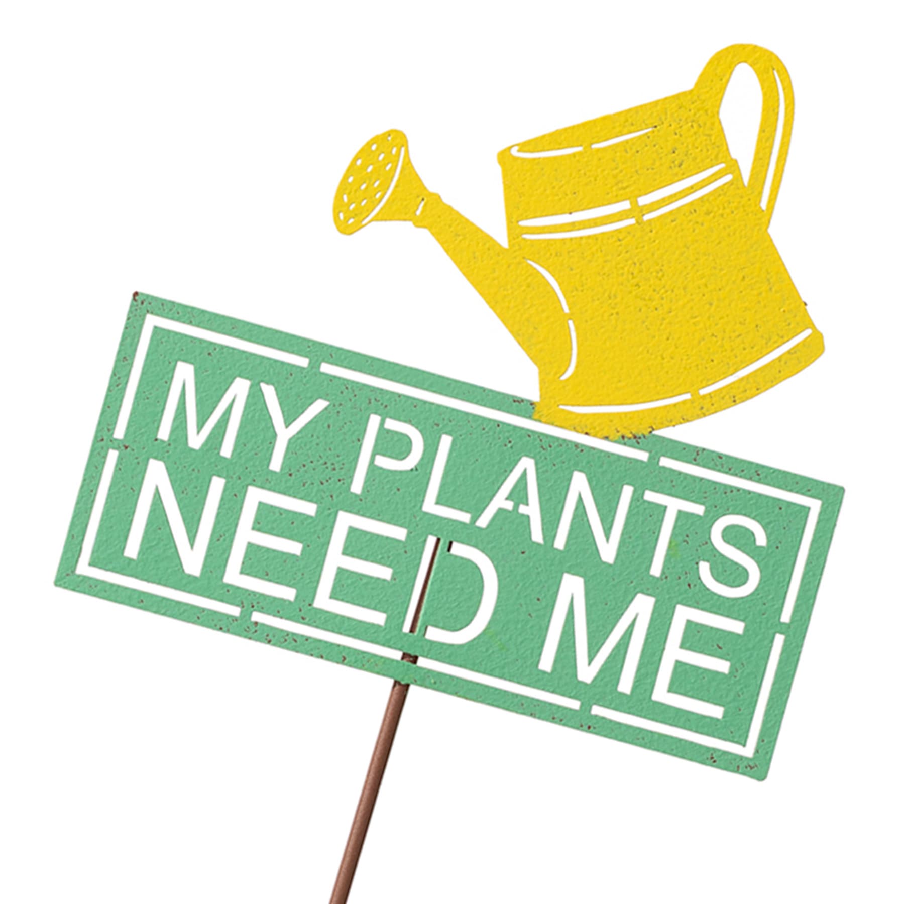 My Plants Need Me Green Metal Yard Pick, 16"