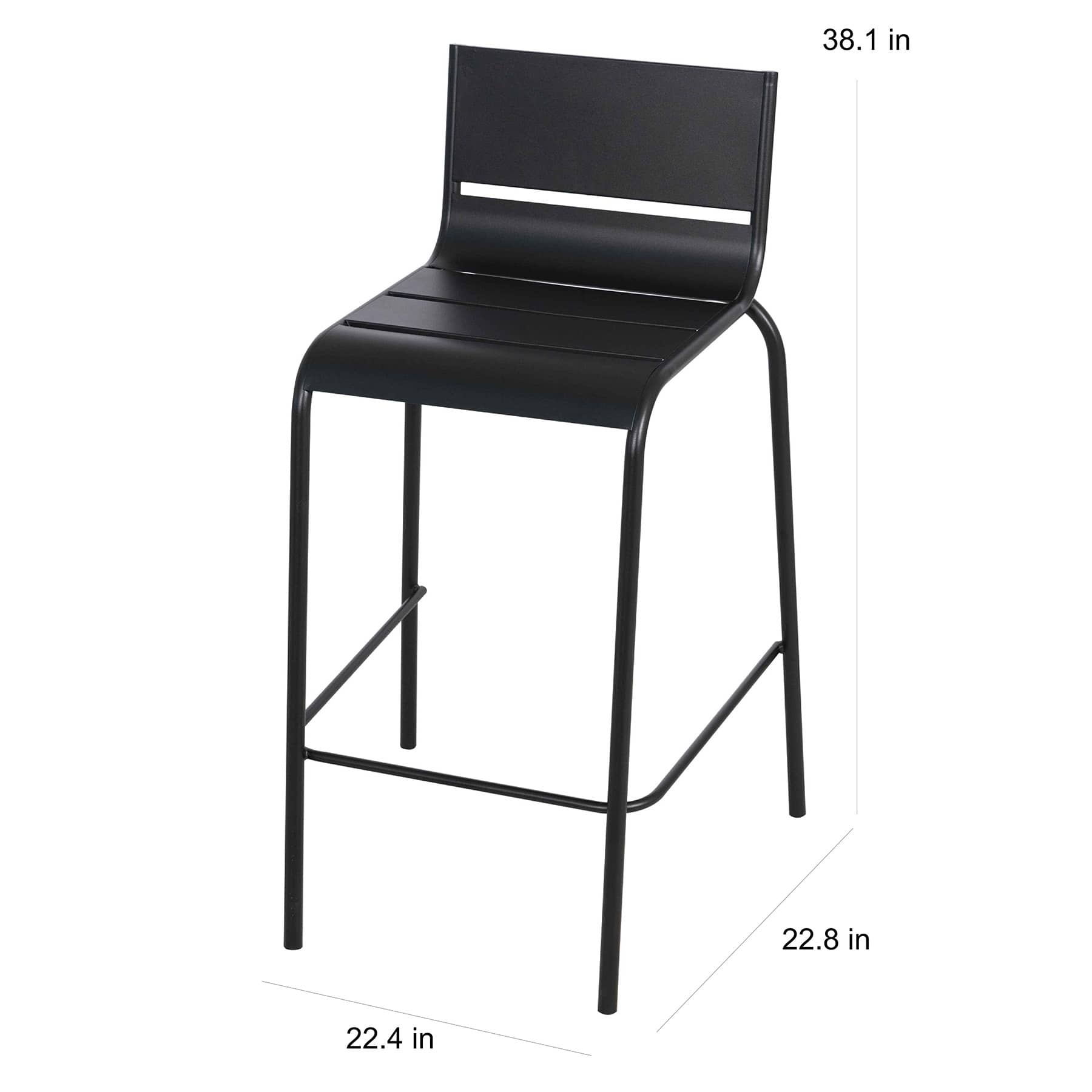 Grammercy Steel Patio Barstool, Black