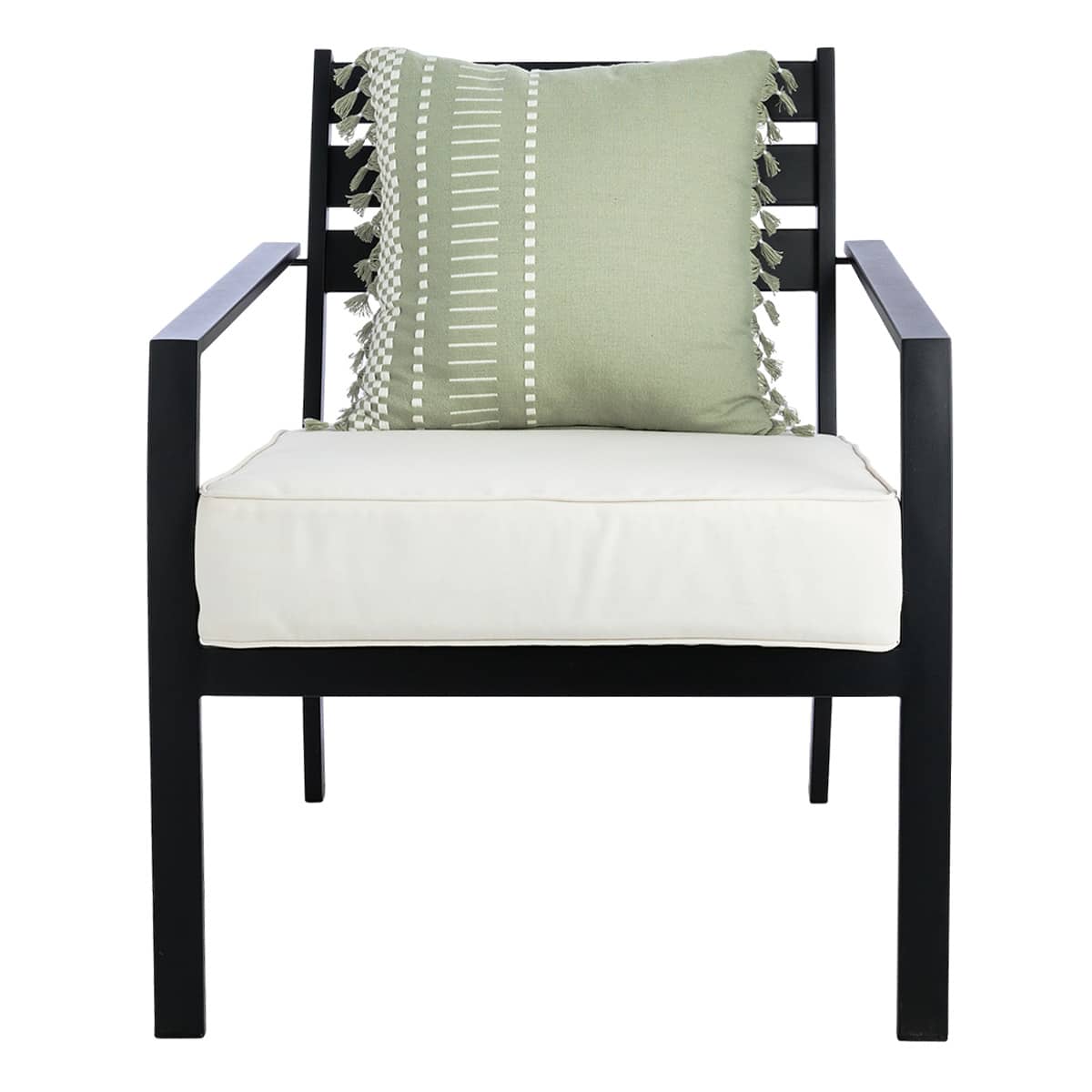 Honeybloom Iceberg Stripe Tassel Outdoor Throw Pillow, 18"