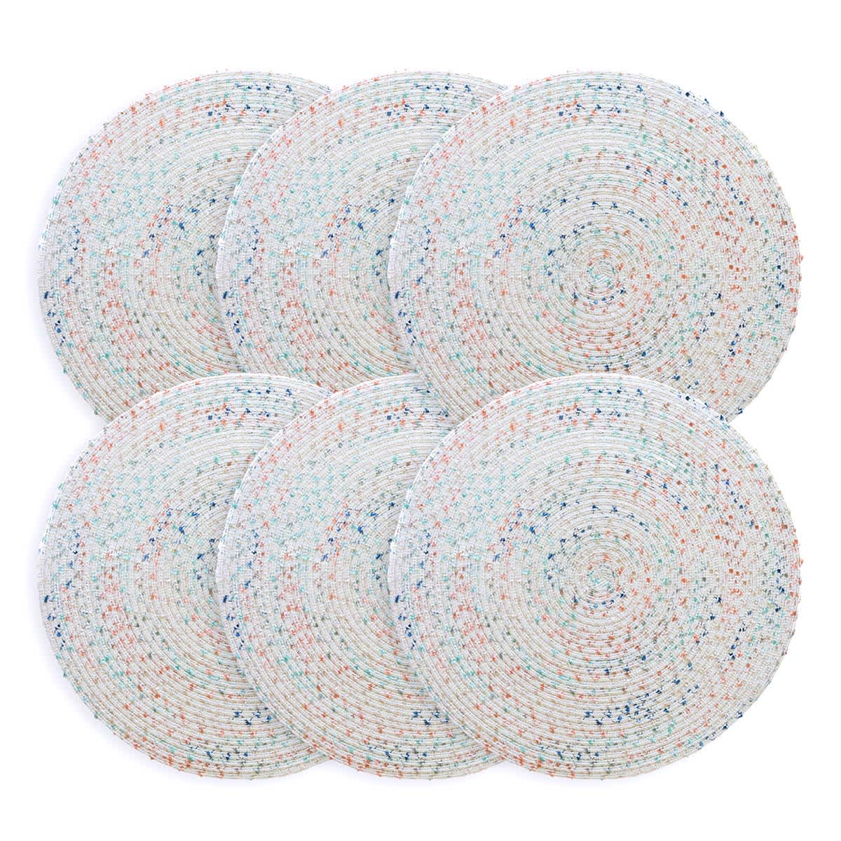 Set of 6 Lamer Boucle Round Placemats, 15"