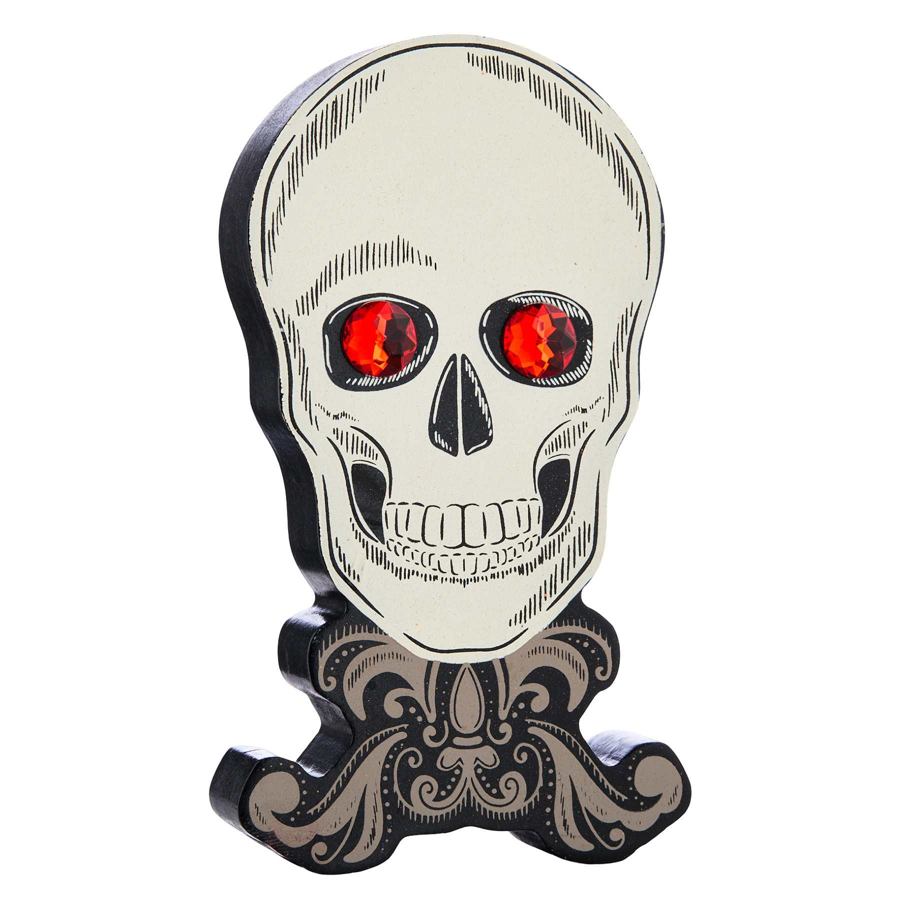 Midnight Shadows Wood Skull Table Decor, 5.5"