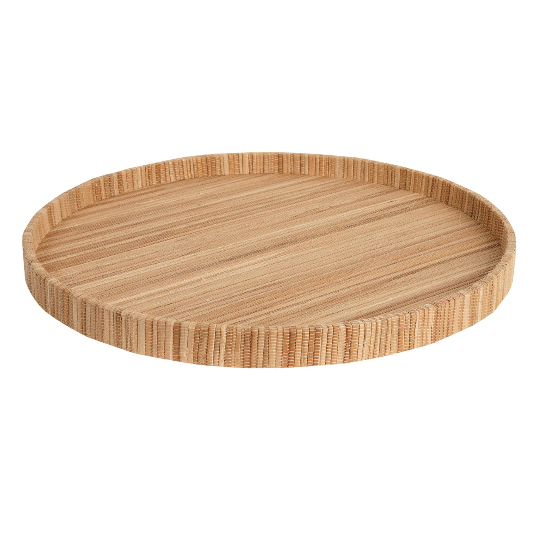 Honeybloom Brown Seagrass Woven Round Tray, 16"