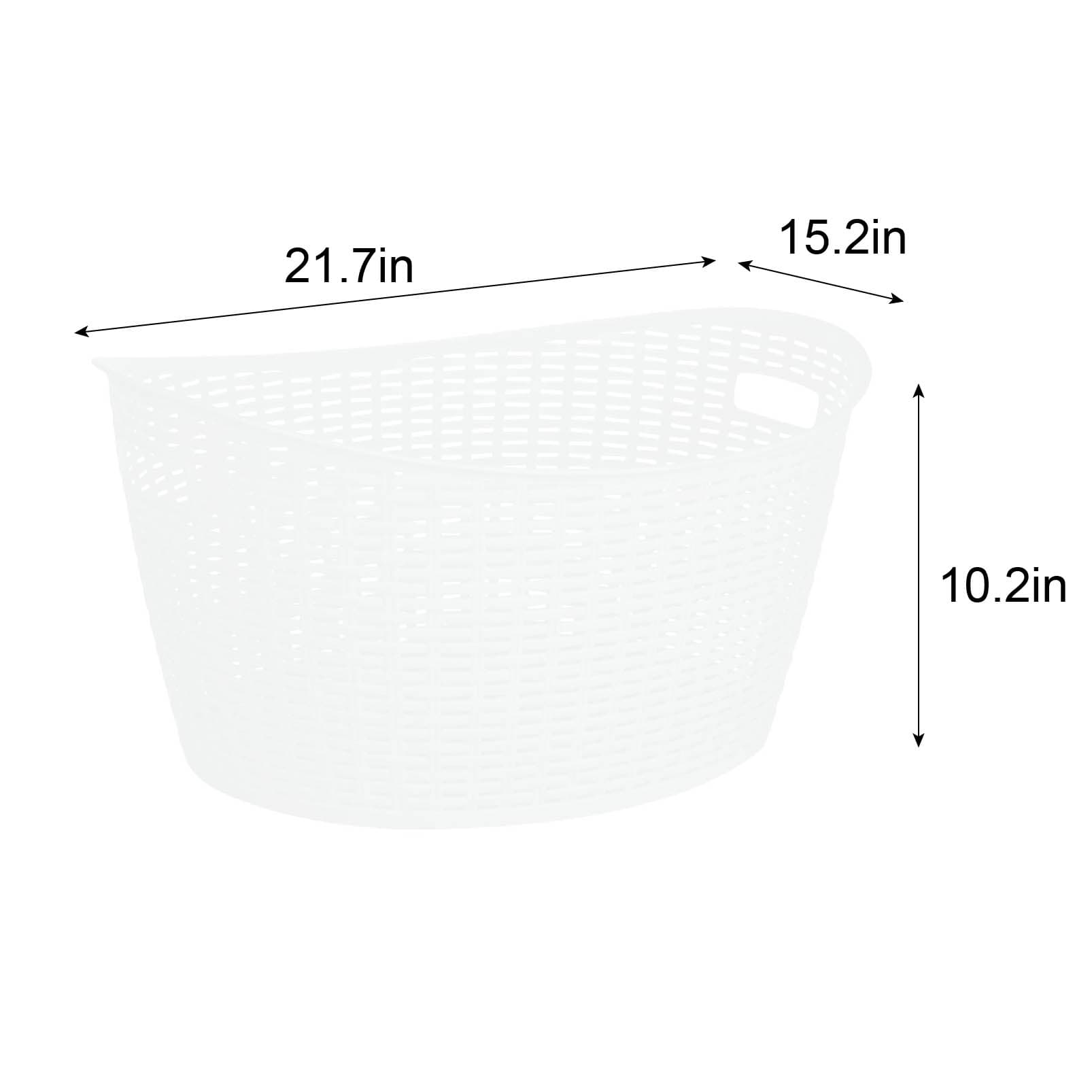 Bright White Oval Crossover Weave Rattan Pattern Storage Basket, 28l