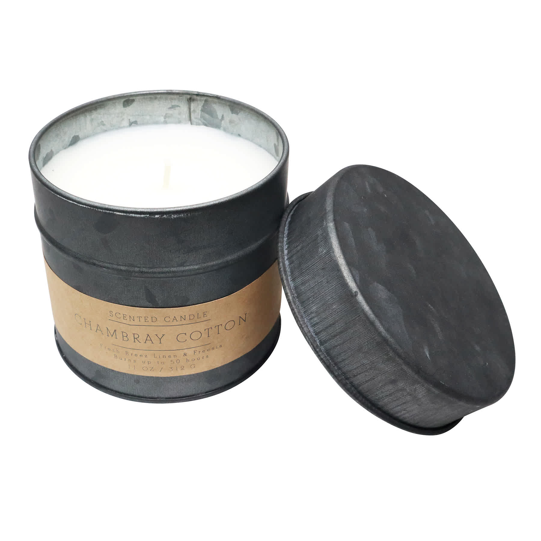 Honeybloom Chambray Cotton Scented Tin Candle, 11oz