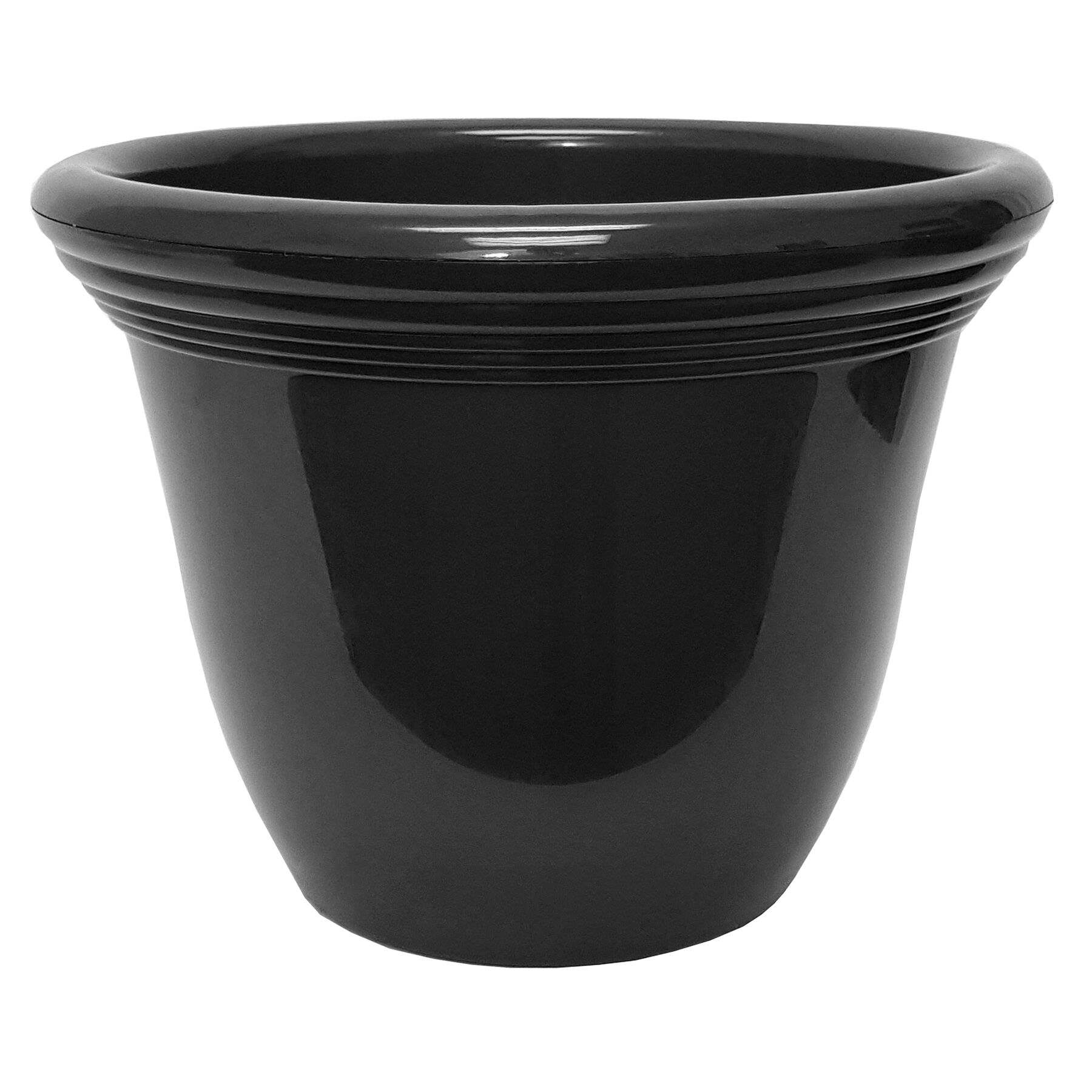 Capri High Gloss Black Outdoor Planter, Medium