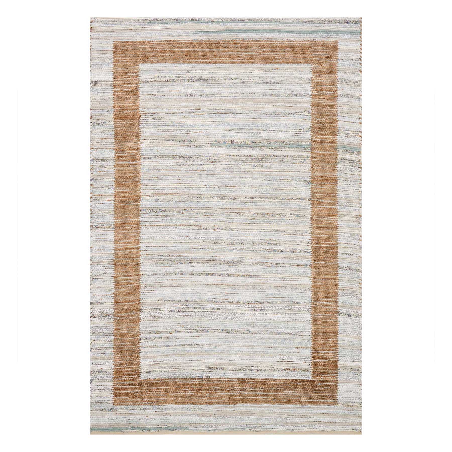 (B312) Henning Hand Woven Cotton & Jute Ivory Chindi Area Rug, 8x10