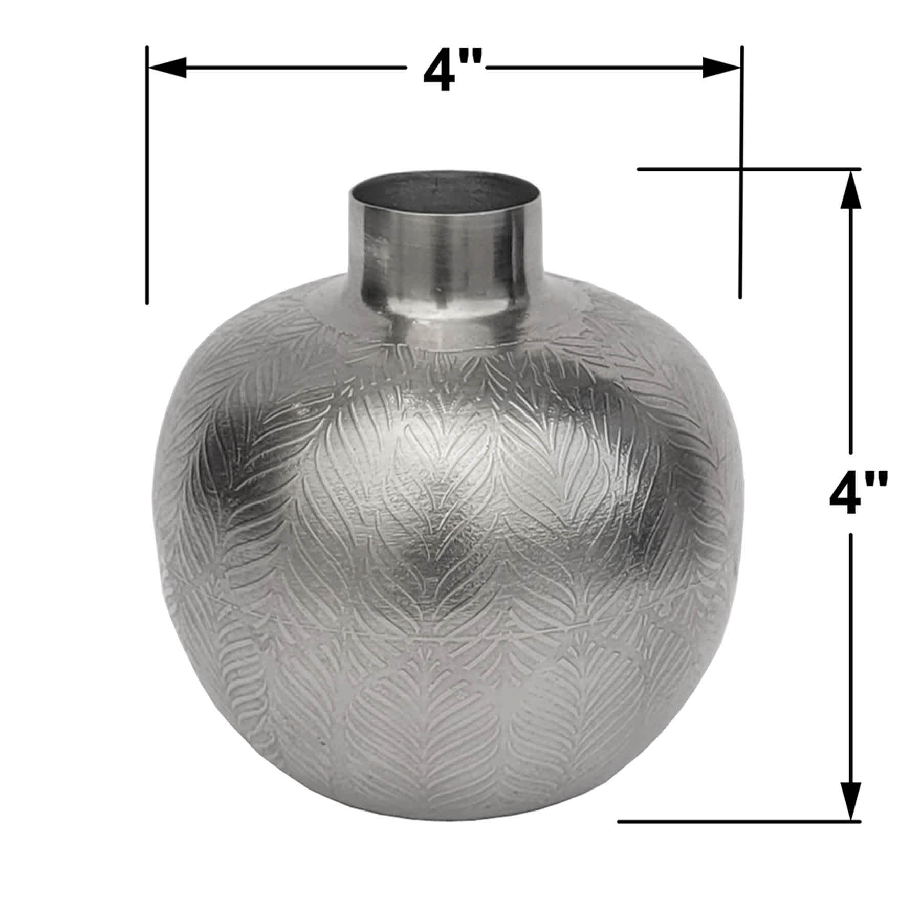 Etching Small Metal Vase, 4.2"
