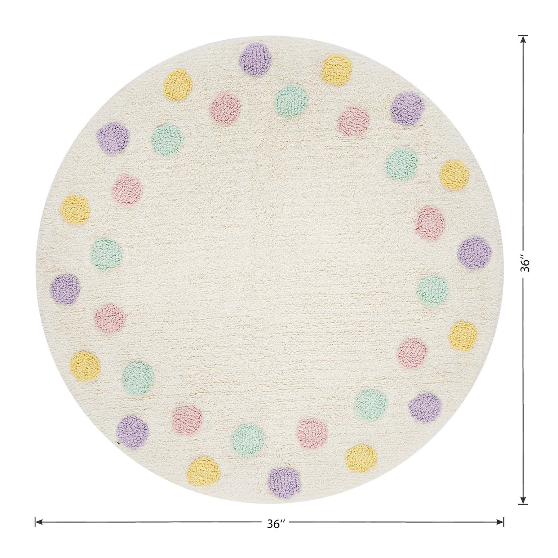 Tiny Dreamers Multicolor Polka Dot Washable Tufted Accent Rug, 3'