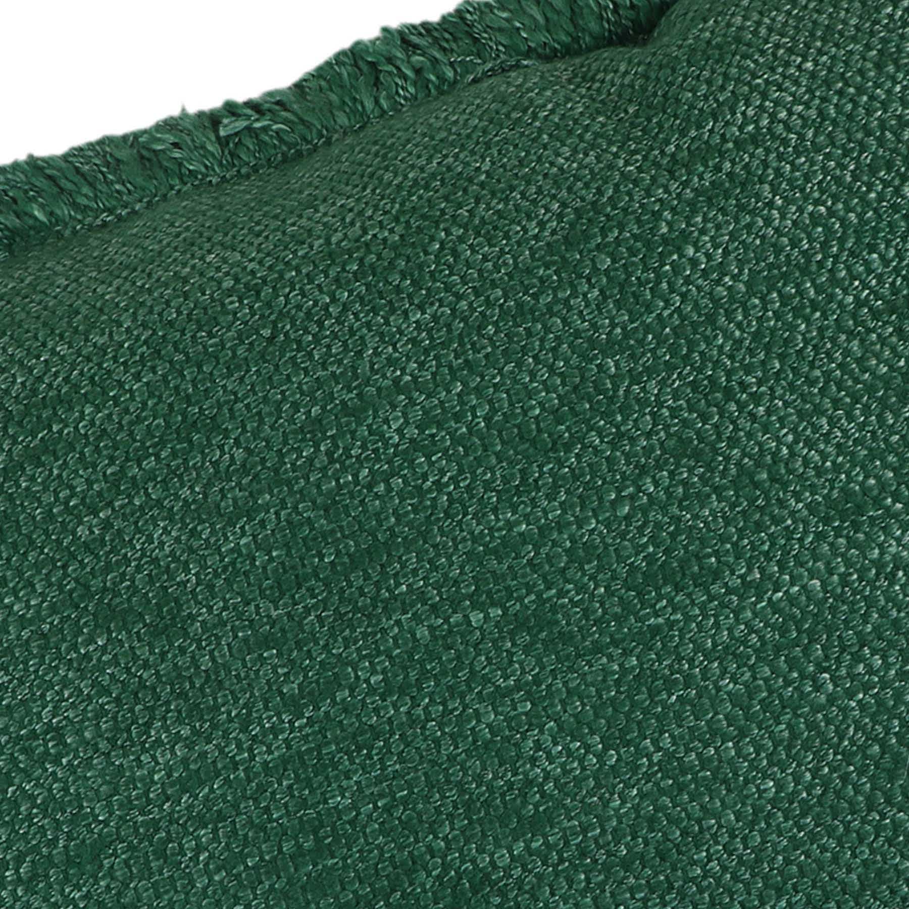 Found & Fable Solid Green Woven Throw Pillow with Fringe, 14x20